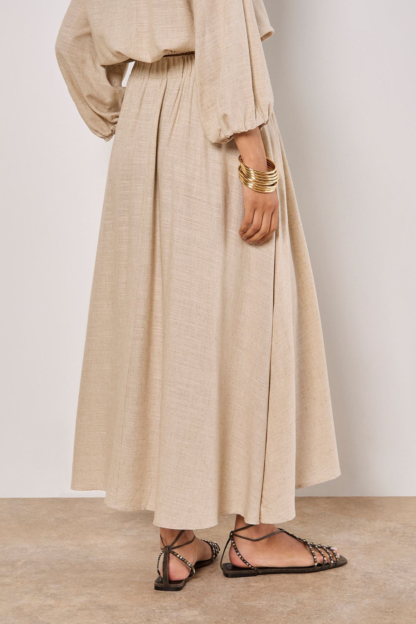 Gathered A-Line Midmaxi Skirt