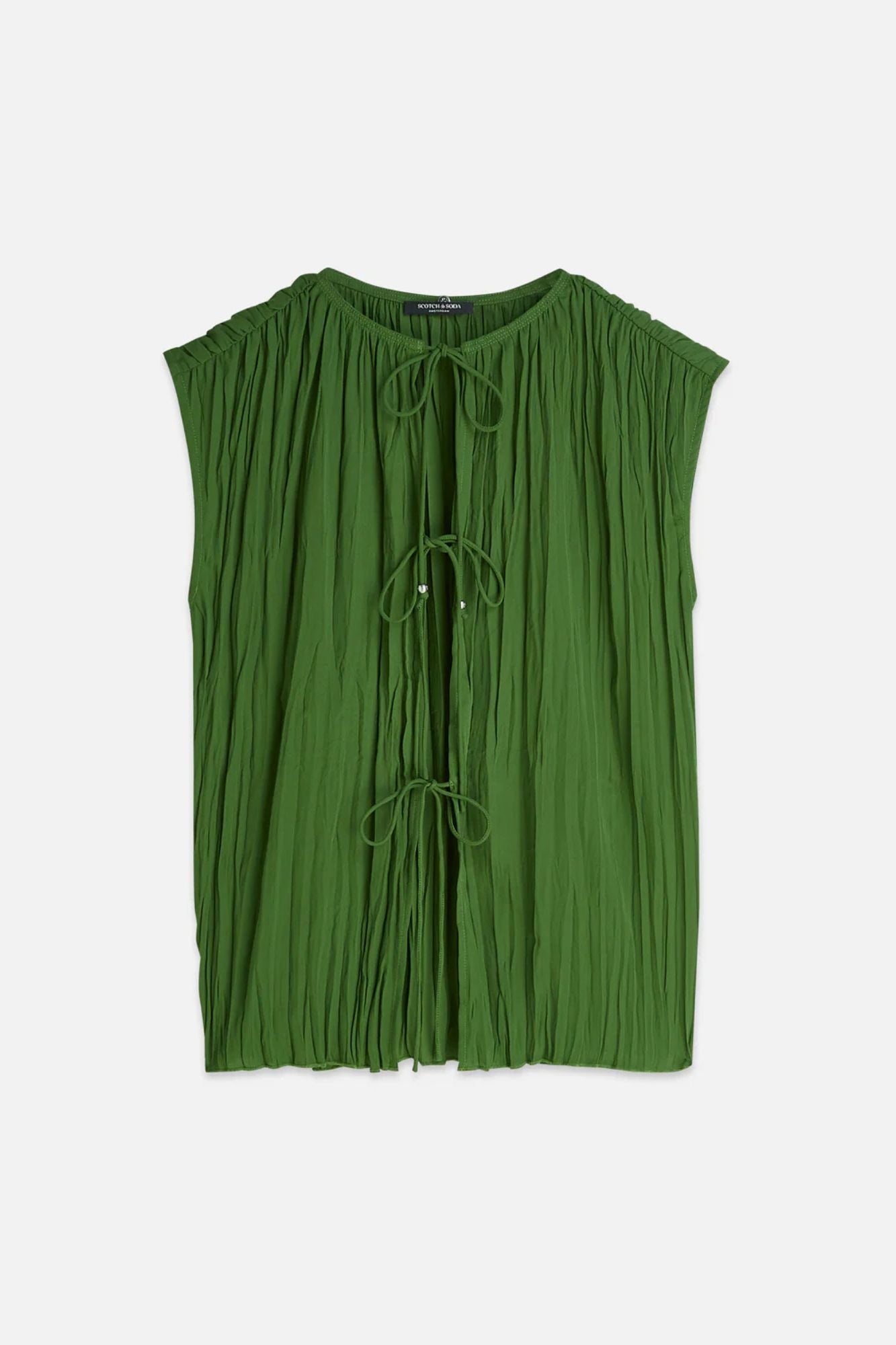 Micro Pleat Top With Ties