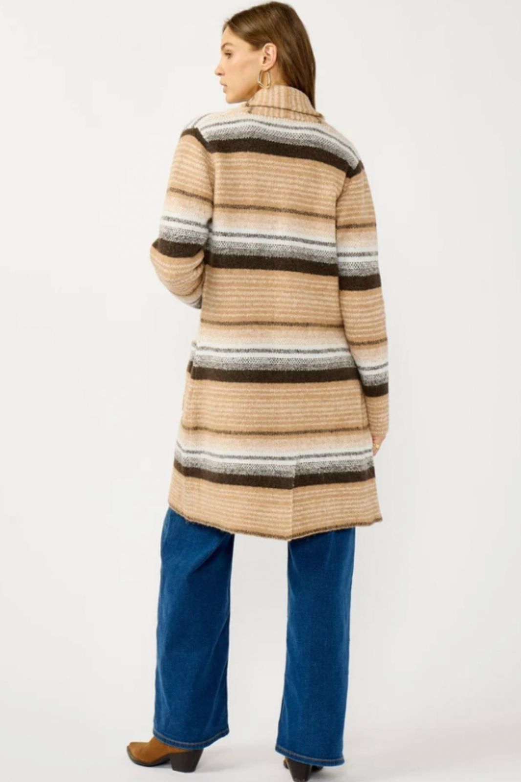 Stripe Coatigan With Pockets