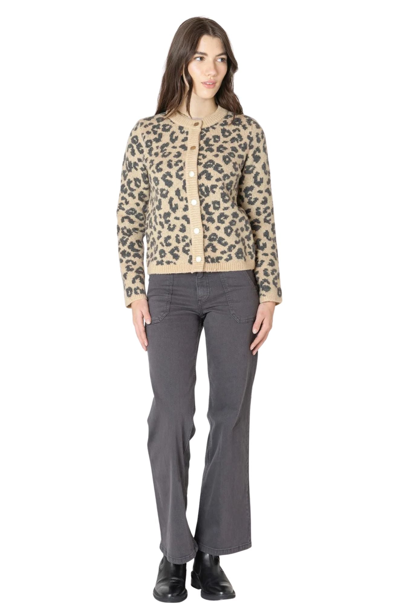 Crewneck Patterned Cardigan