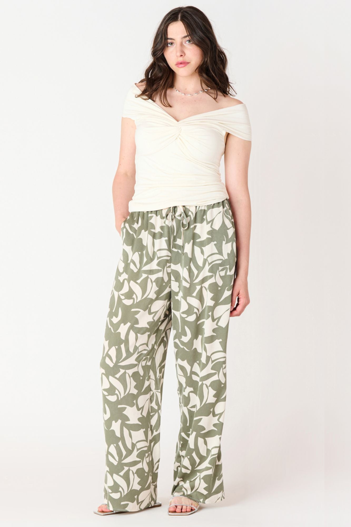 High Waist Wide Leg Satin Pant