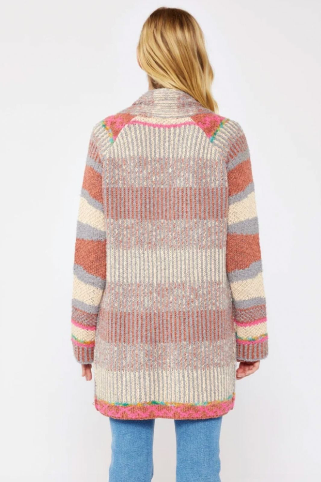 Heathered Stripe Chunky Coatigan