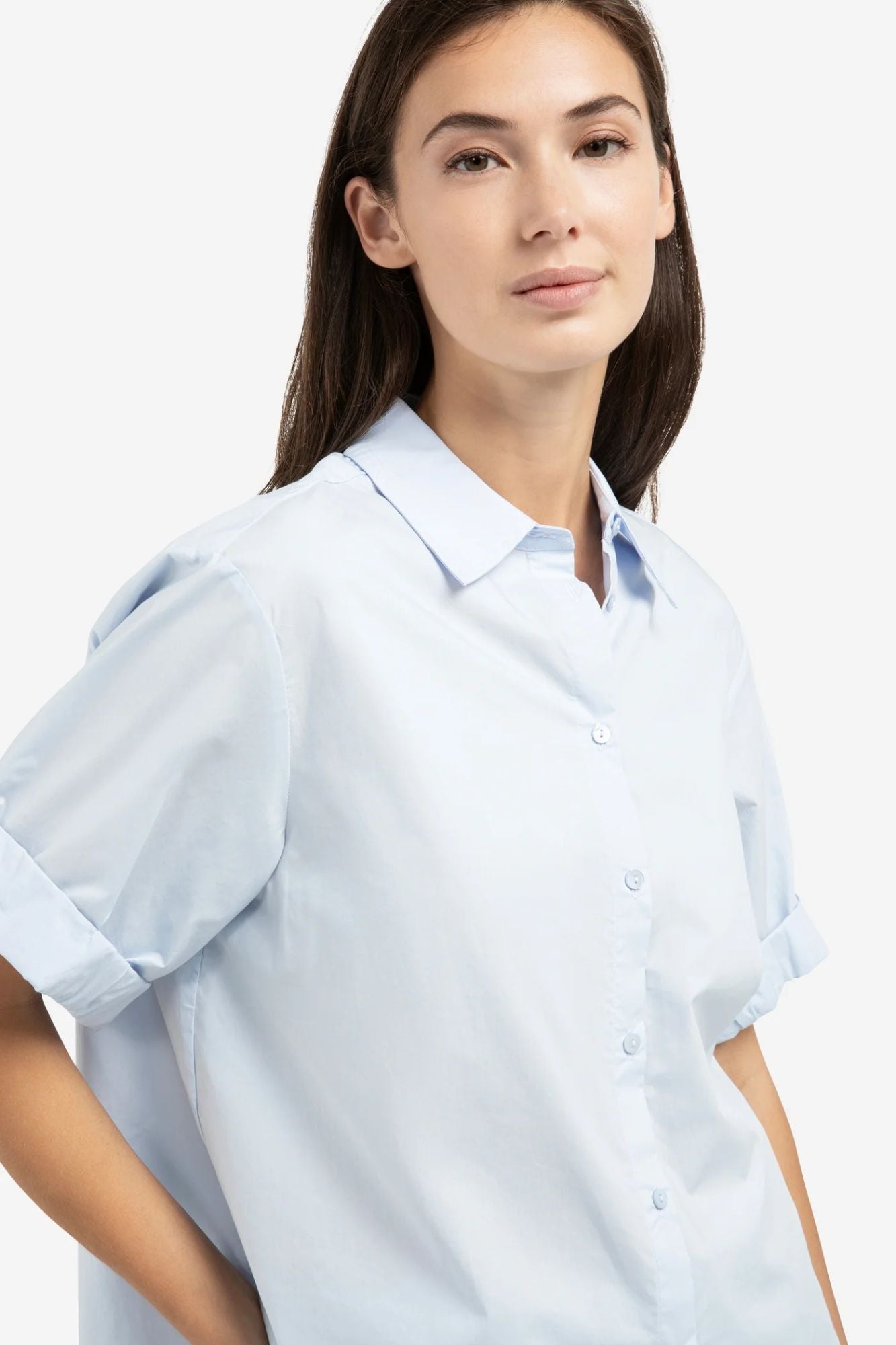 Short Roll Up Sleeve Blouse