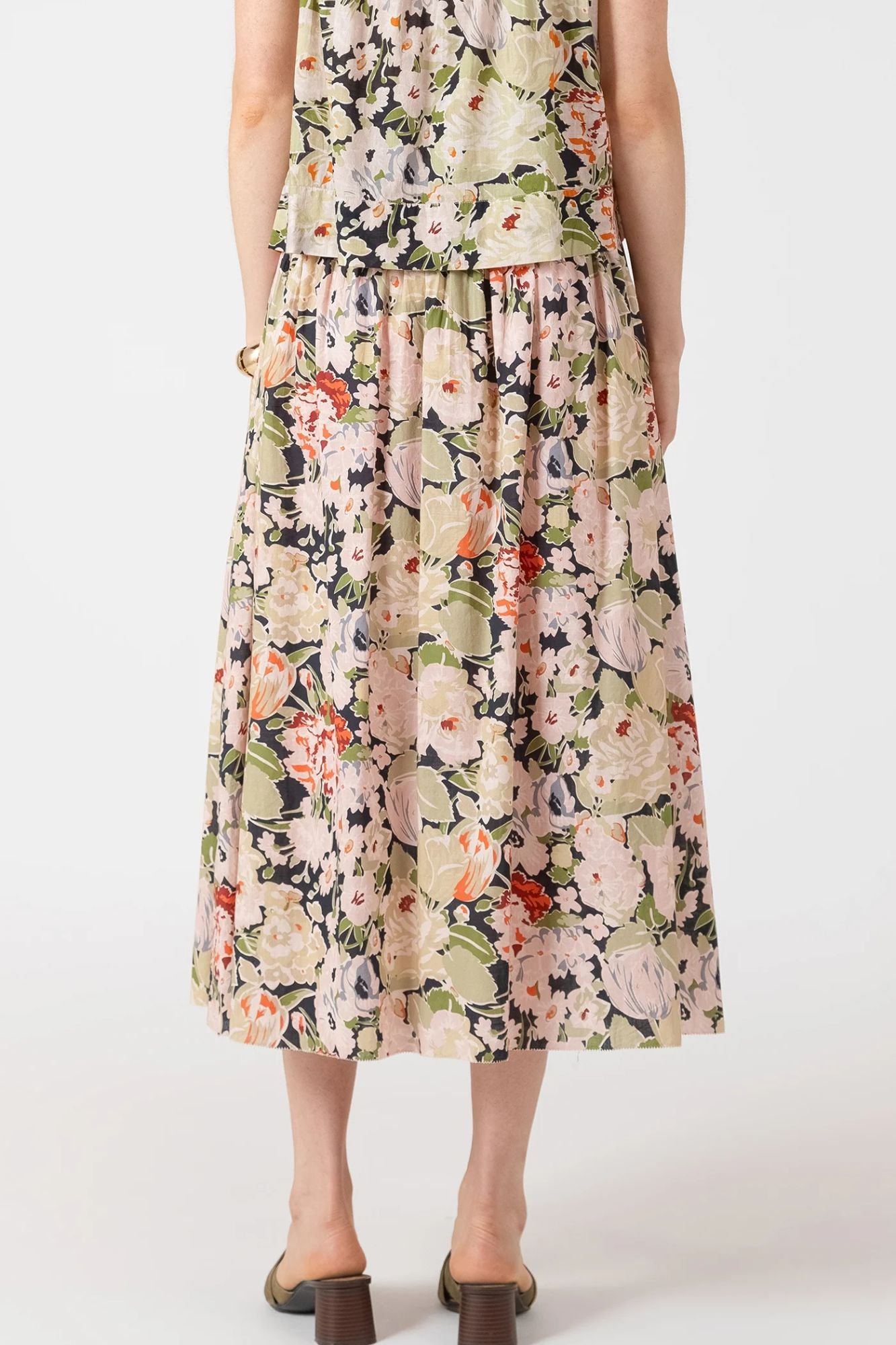 Smocked Waist Midi Skirt
