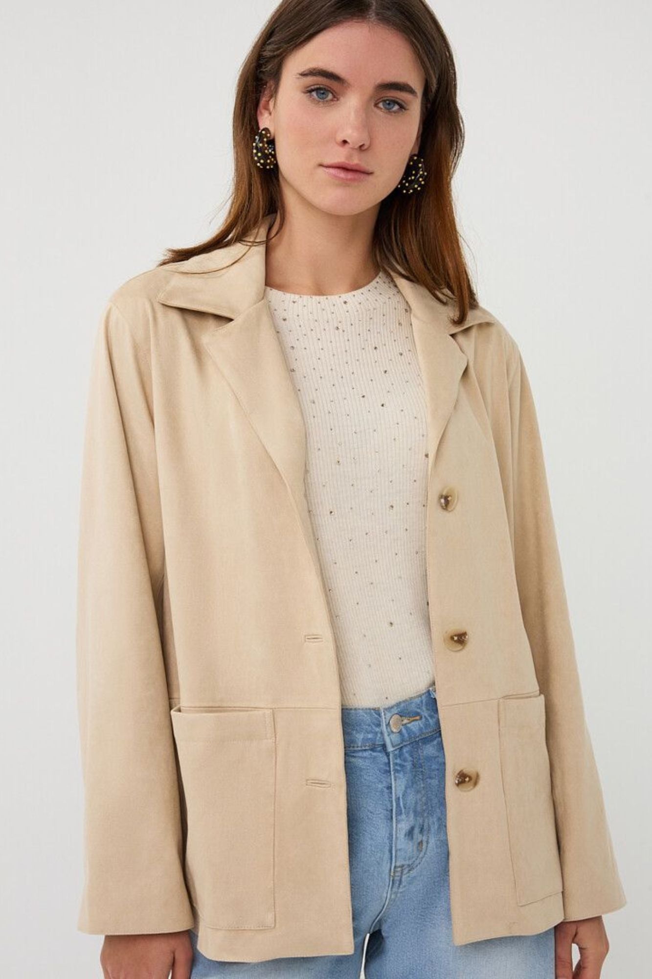 Sand Suedine Blazer