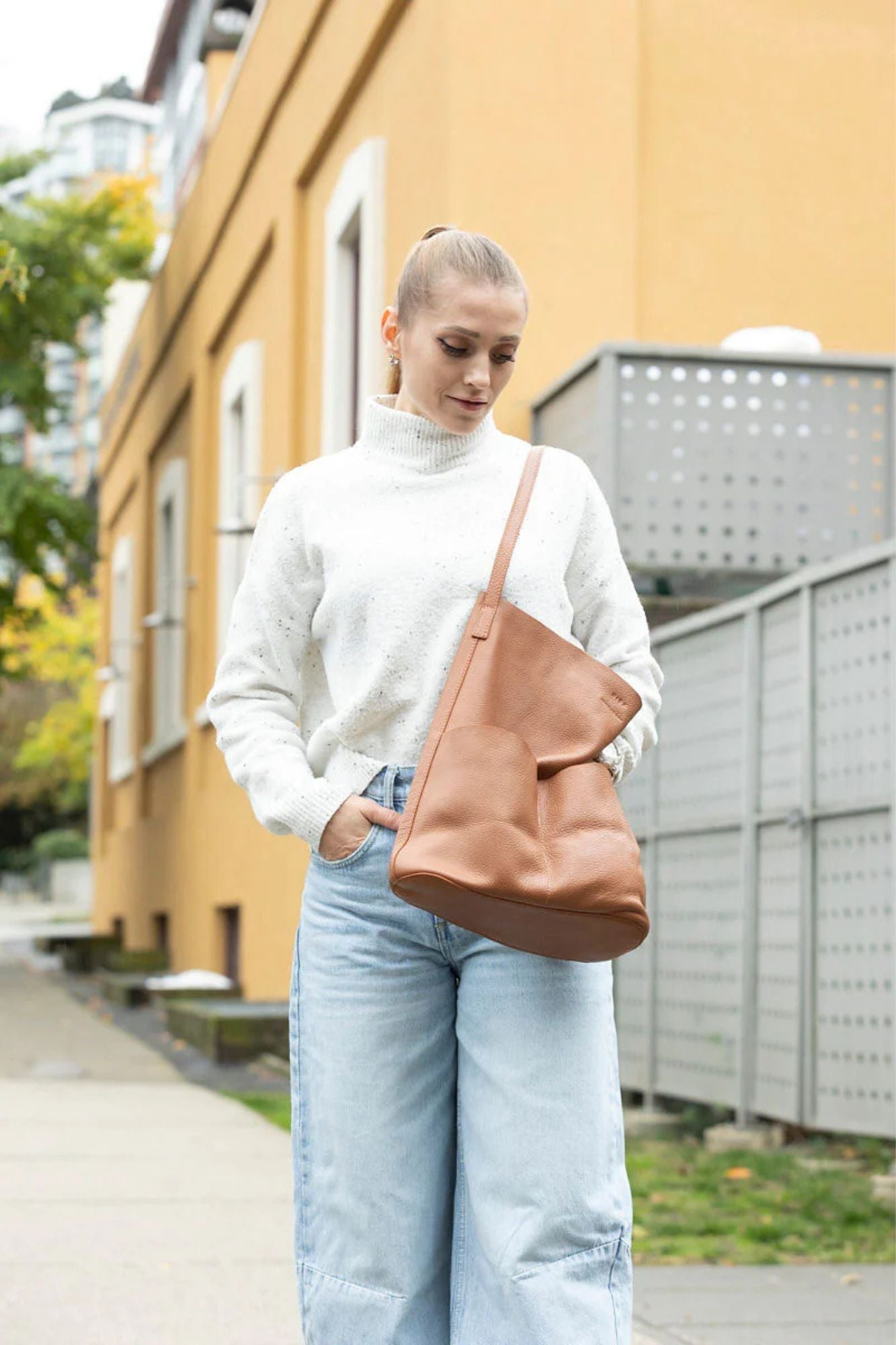 Lila Leather Pocket Tote