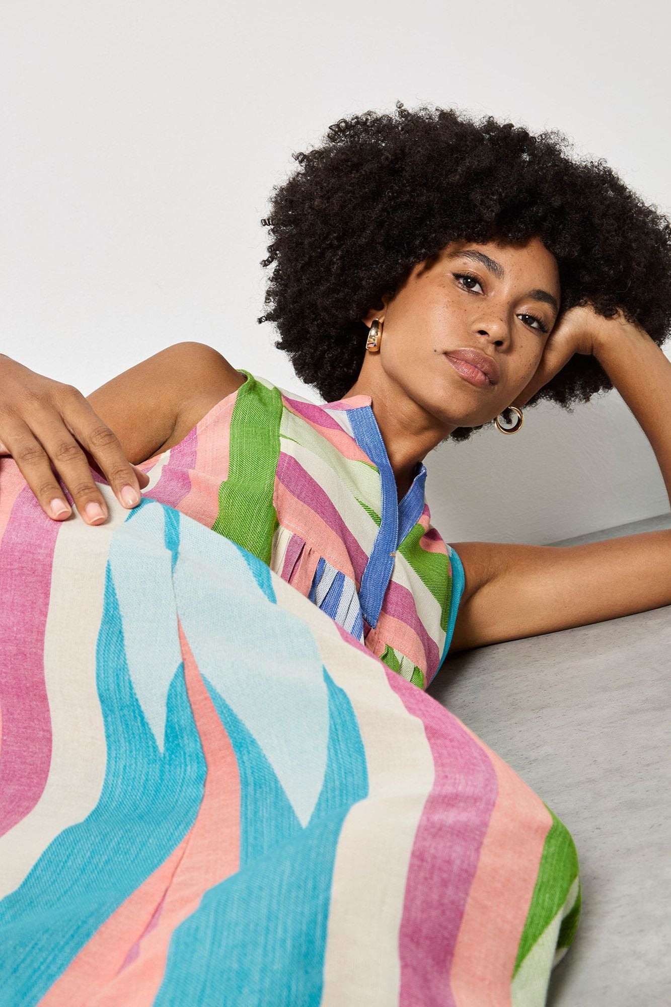 Cotton Stripe Midi Dress