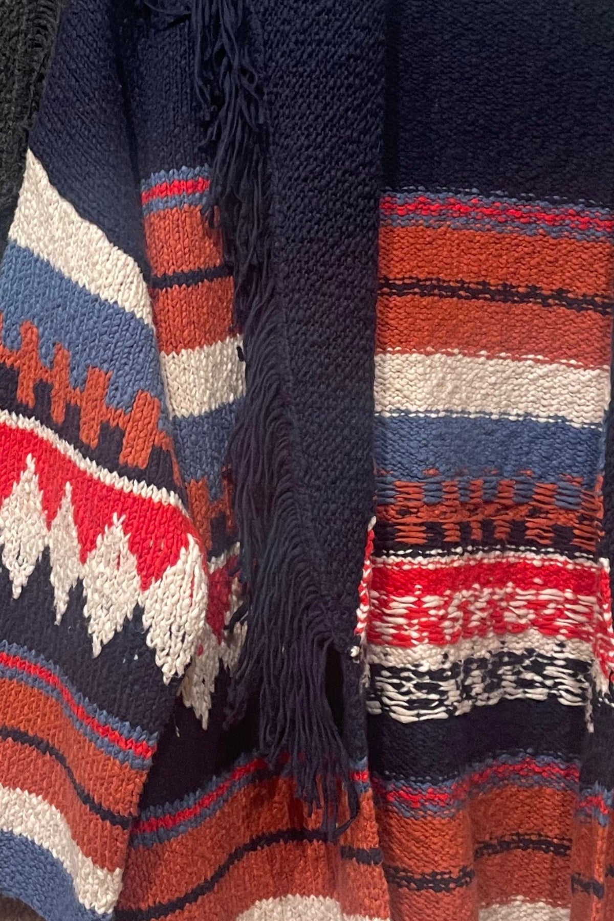 Southwest Fringe Shawl Collar Wrap