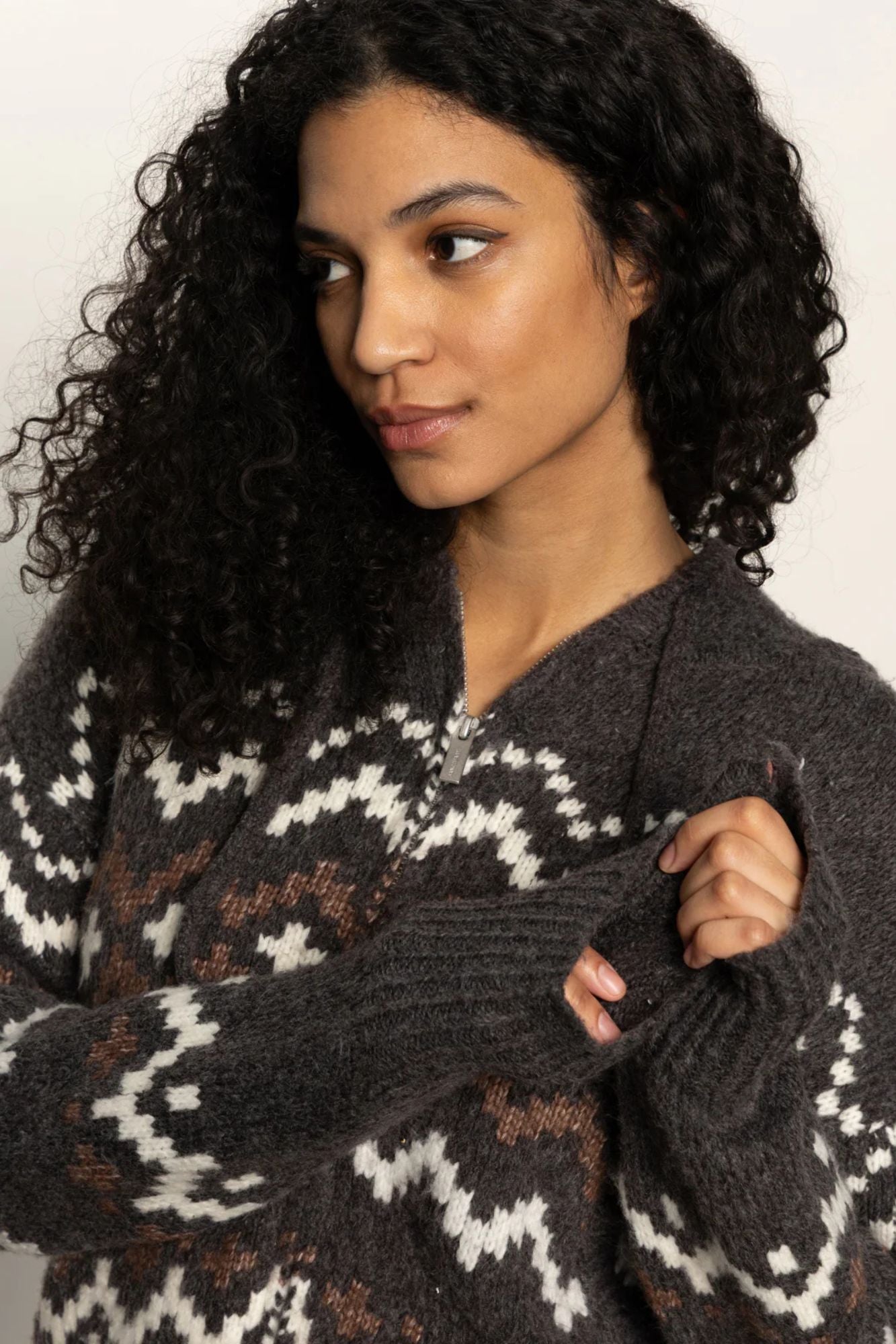 Zip Up Fair Isle Hoodie