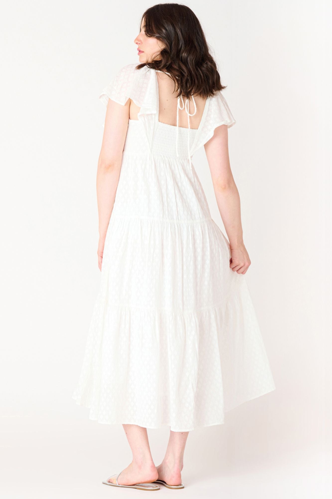 Flutter Sleeve Tie Back Midi Dress