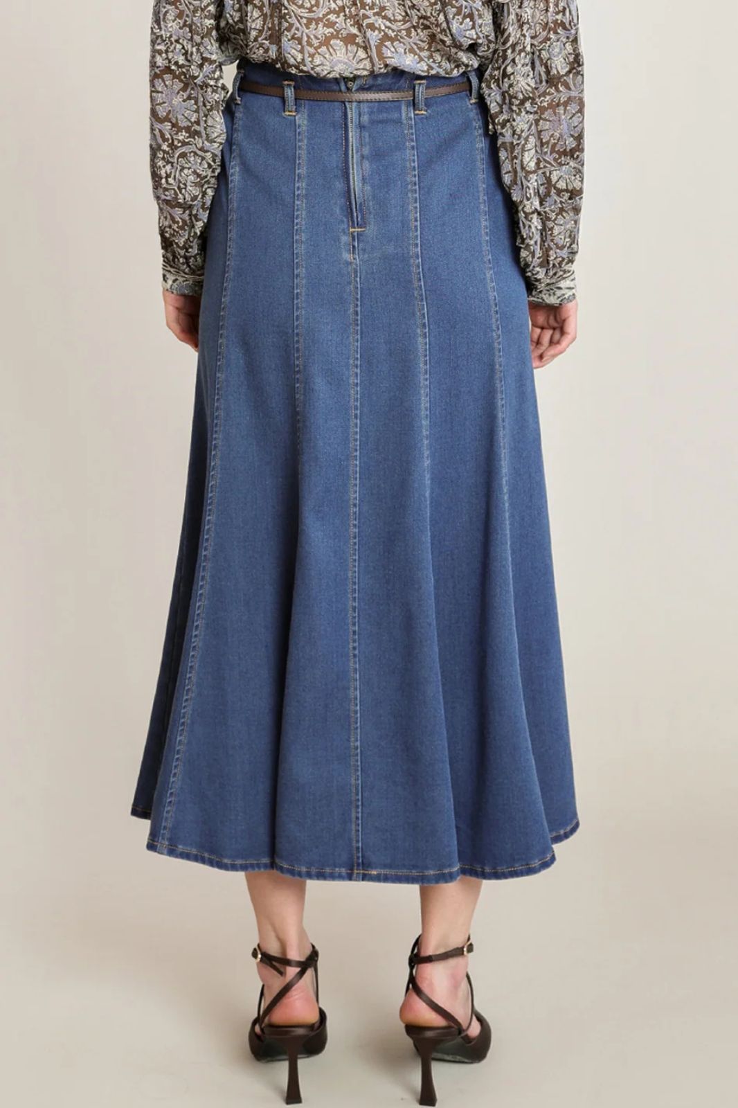 Belted Denim Skirt