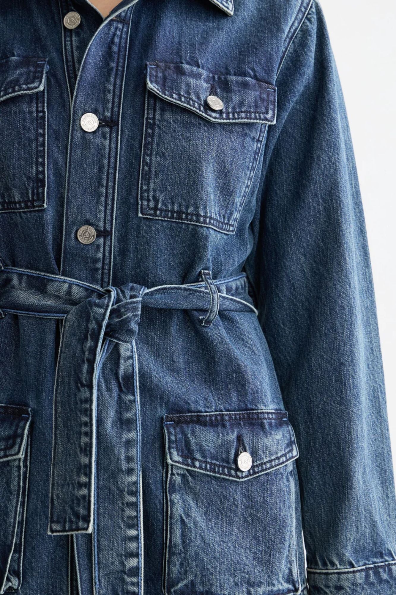 Worked Out Belted Denim Jacket