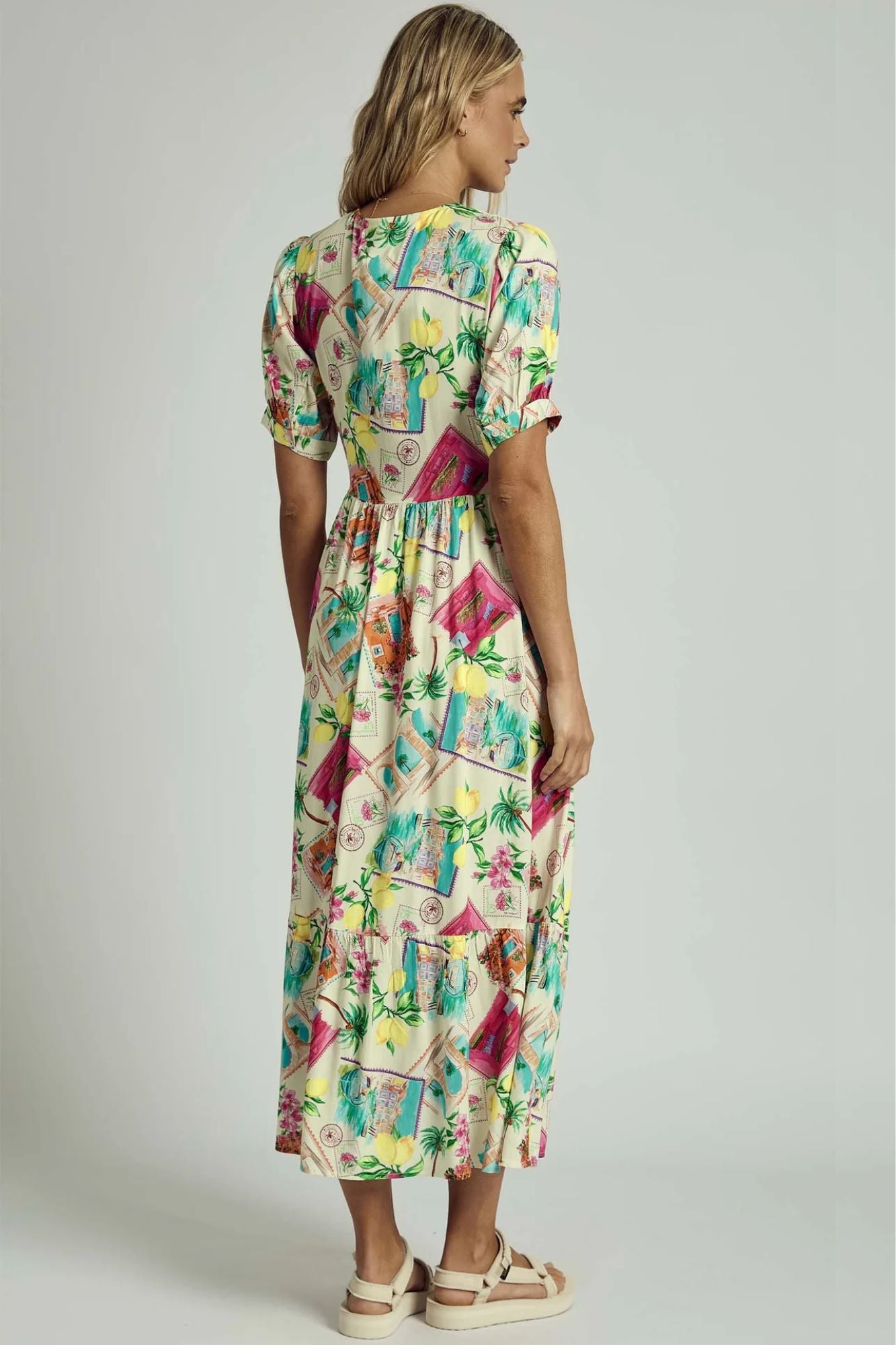 Summer Scatter Twist Midi Dress