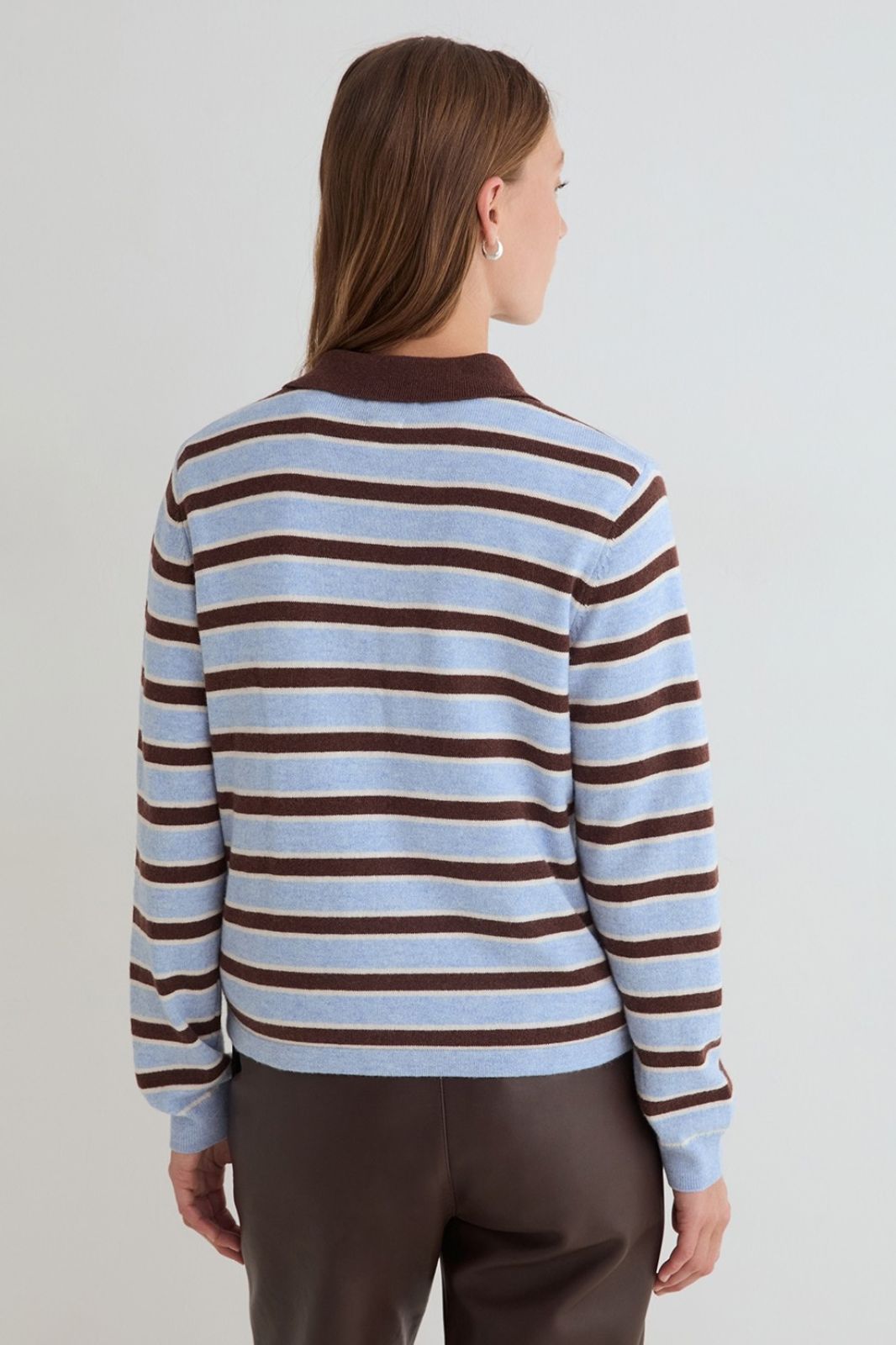 Striped Polo Neck Sweater