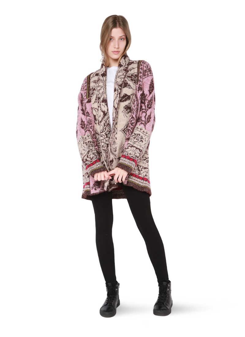 Cardigan en jacquard fleuri Andrea