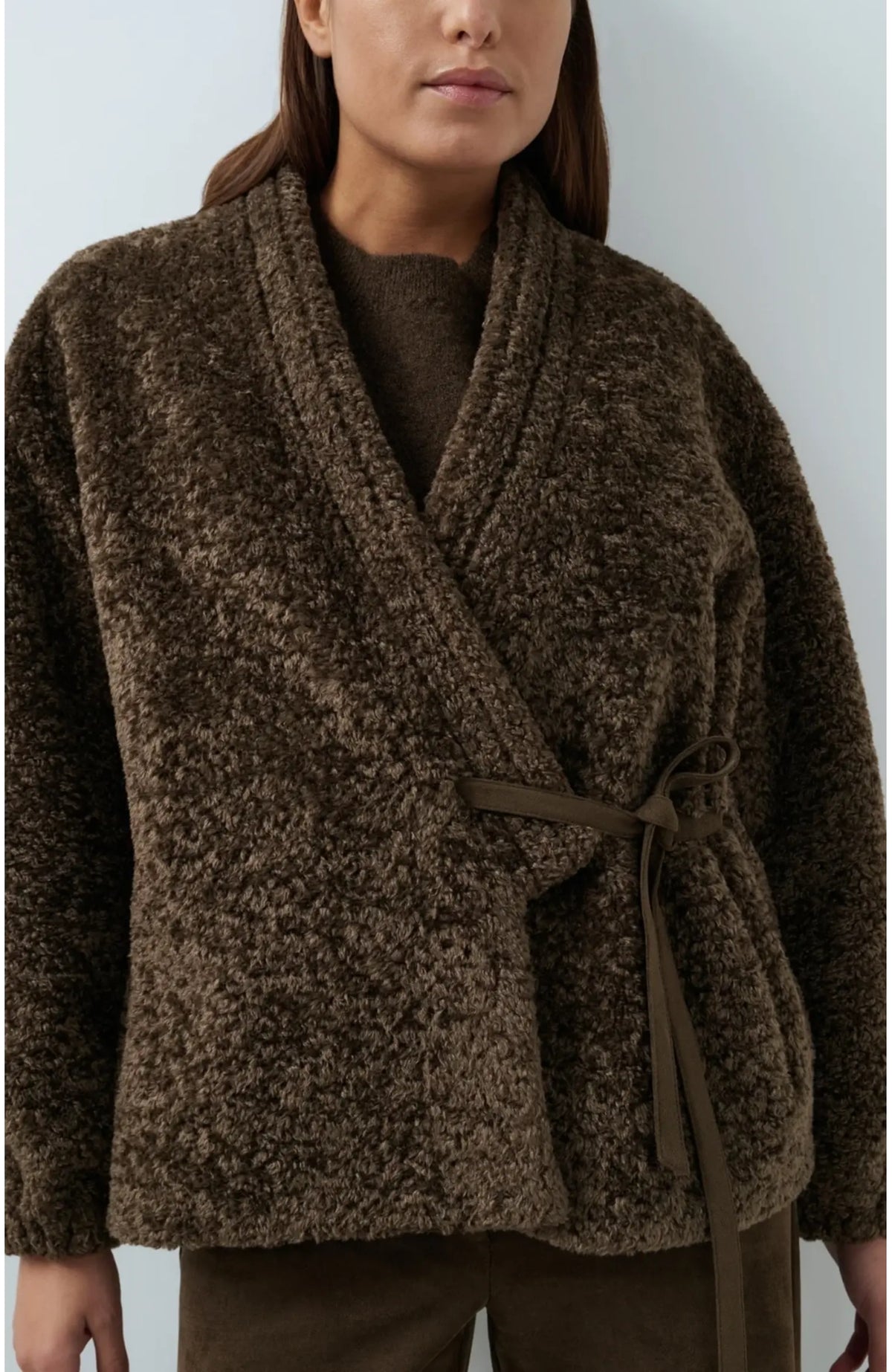 Faux Fur Kimono Wrap Jacket