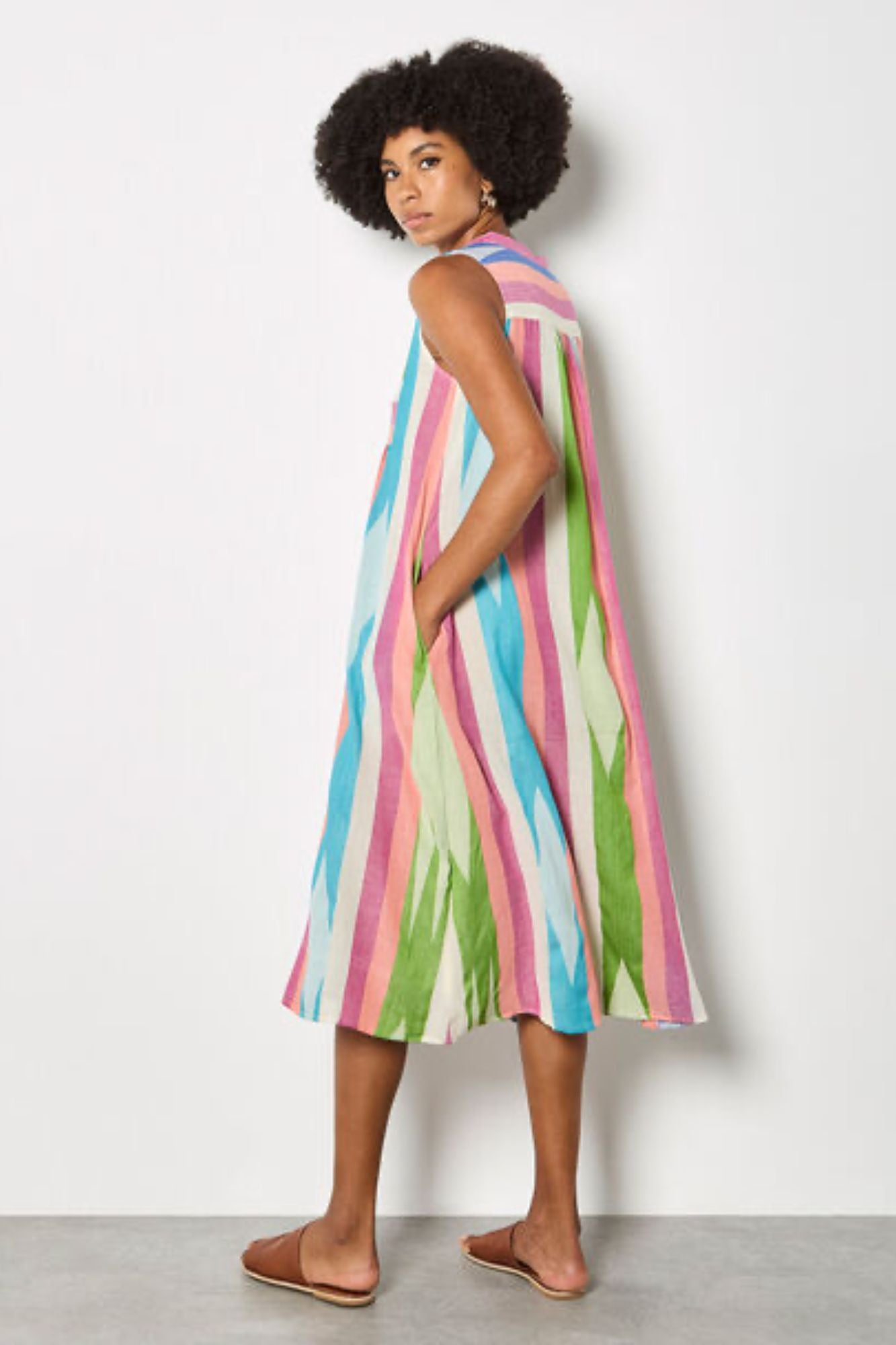 Cotton Stripe Midi Dress