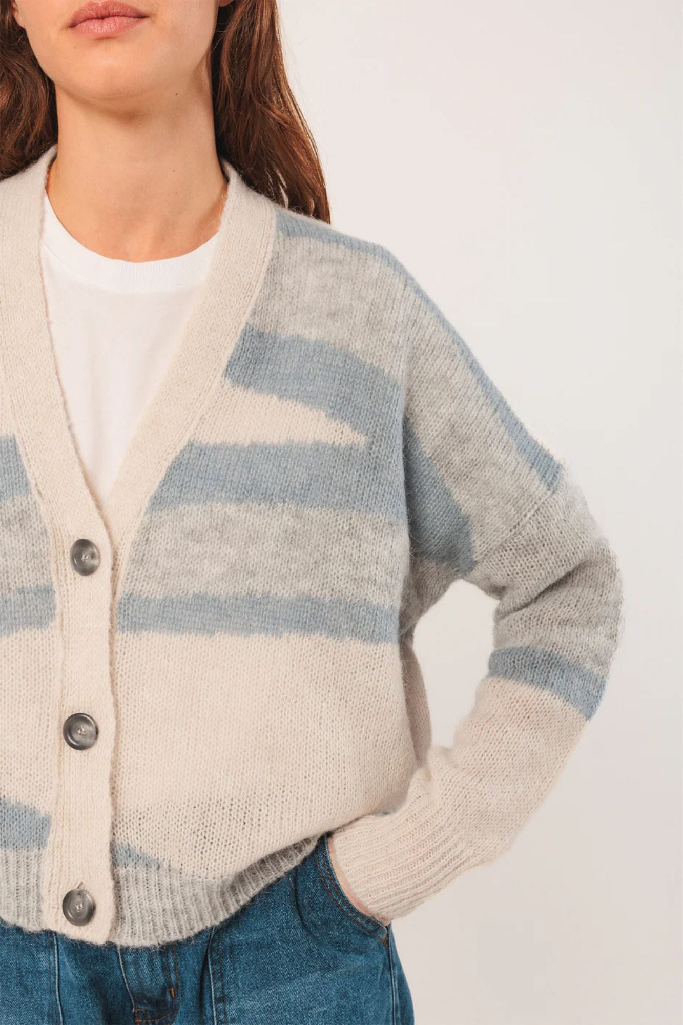 Intarsia Alpaca Cardigan