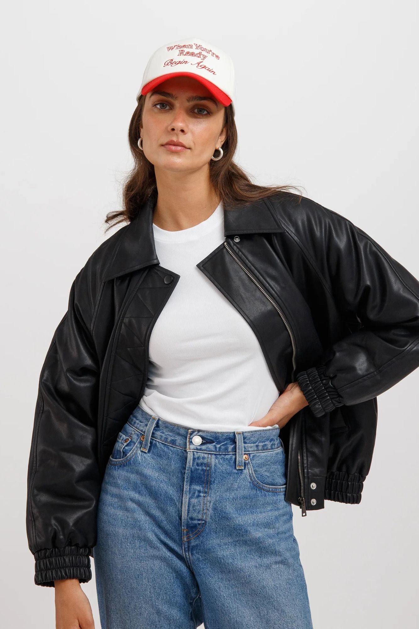 Christine Oversized Vegan Leather Bomber
