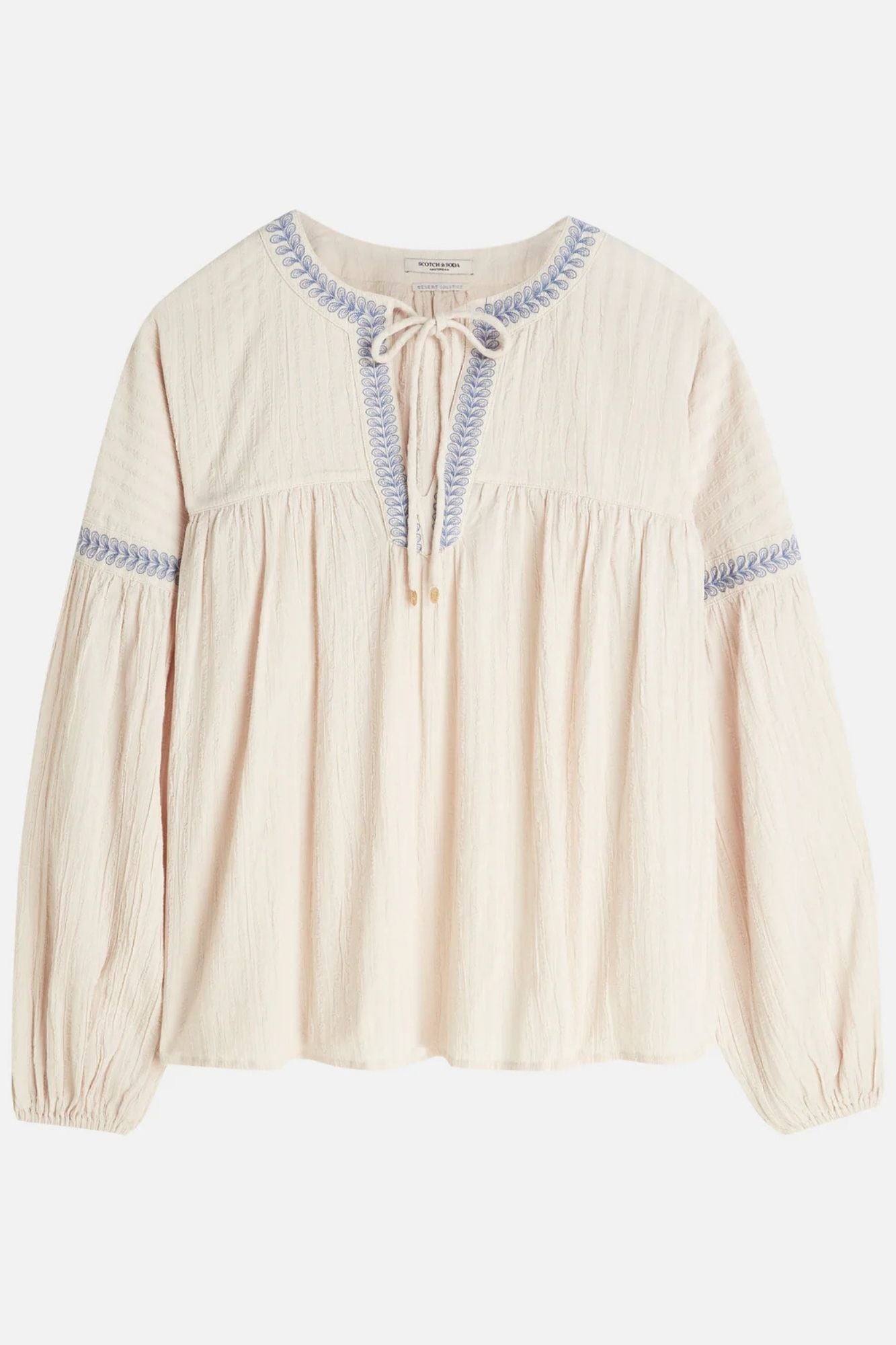 Cotton Crepe Blouse With Embroidered Details