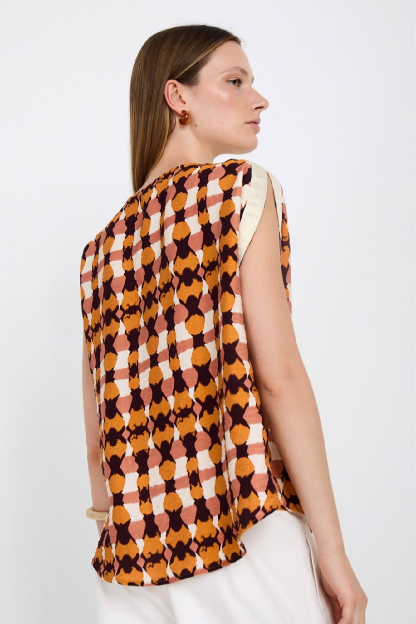 Blouse with Metallic Ribbon