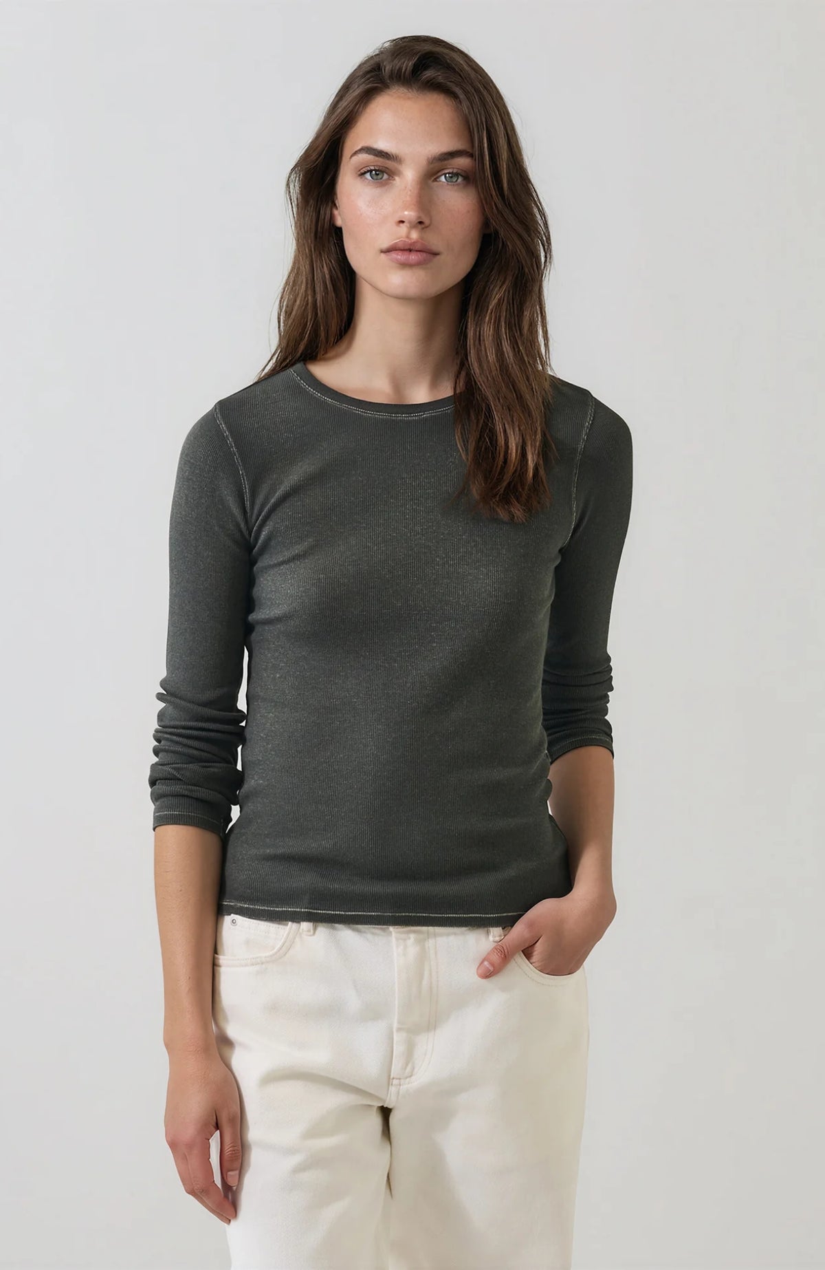 Vintage Washed Stretch Ribbed T-Shirt