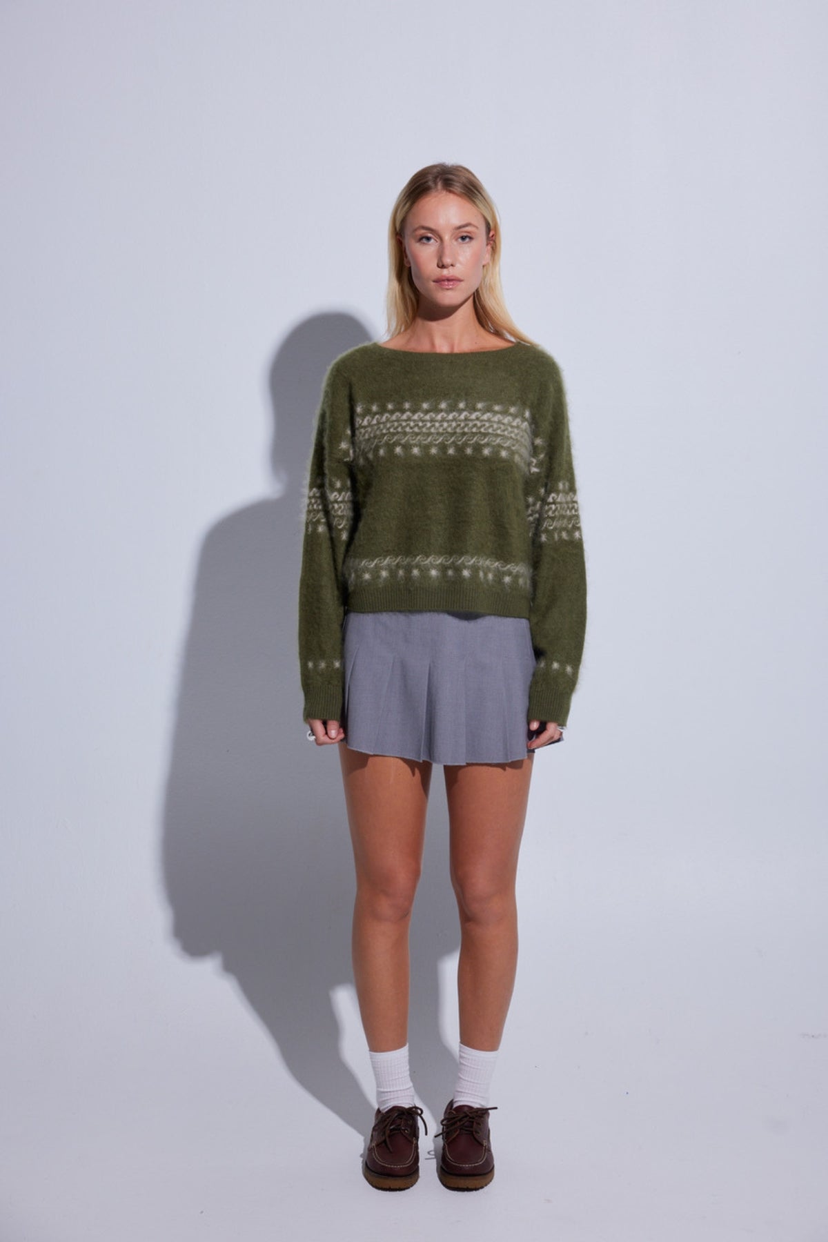 Brushed Whiteout Fairisle Crew