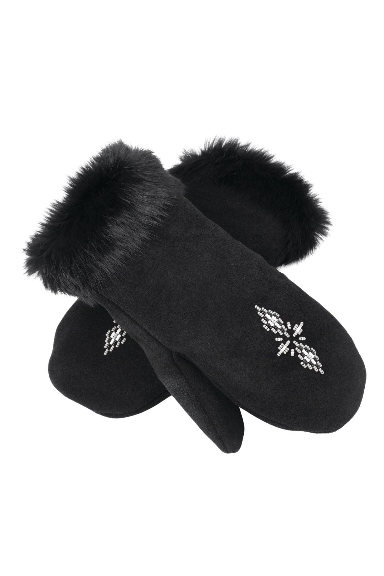 Fur Trim Leather Mitt