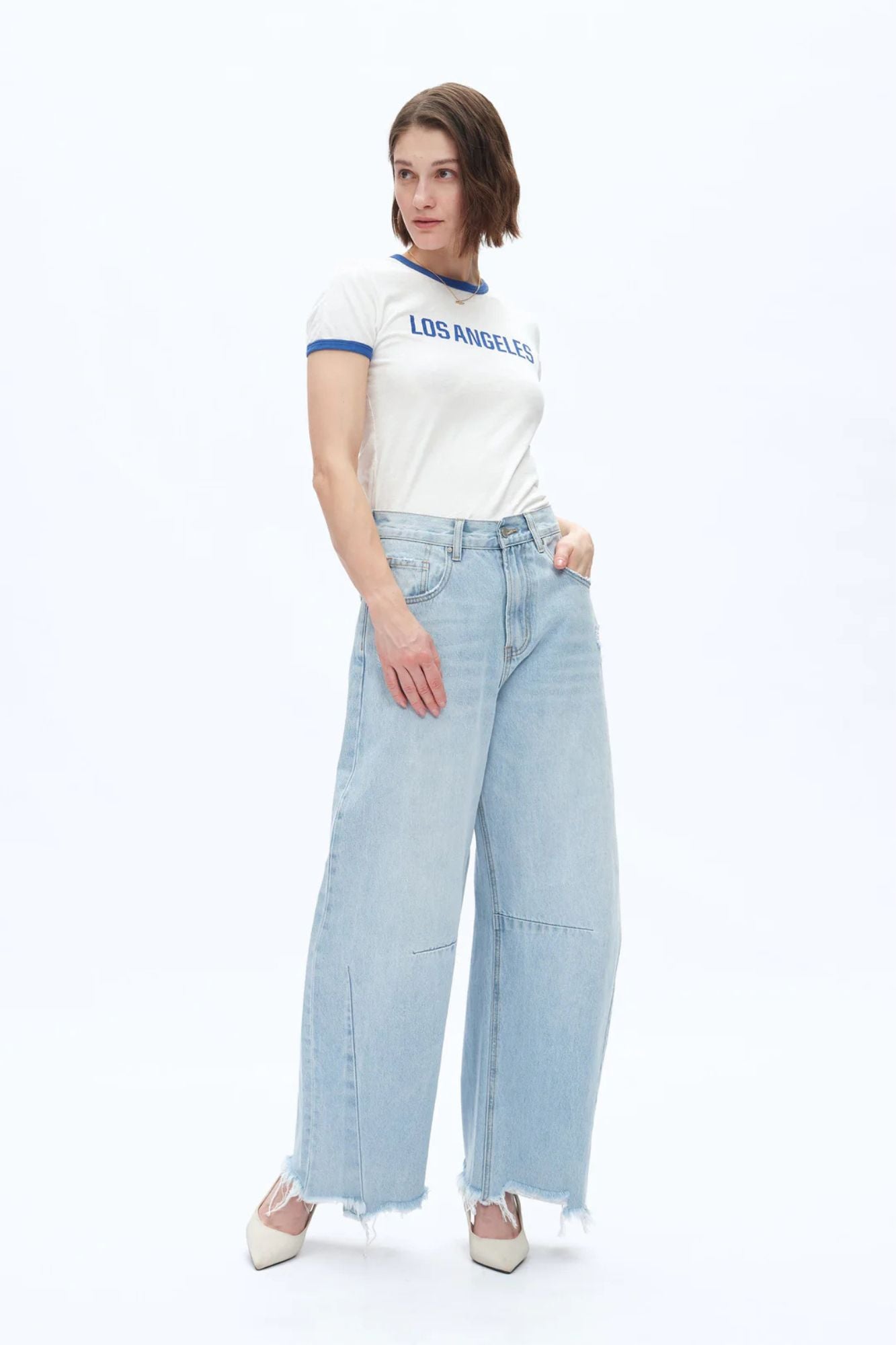 High Rise Drop Crotch Barrel Jeans