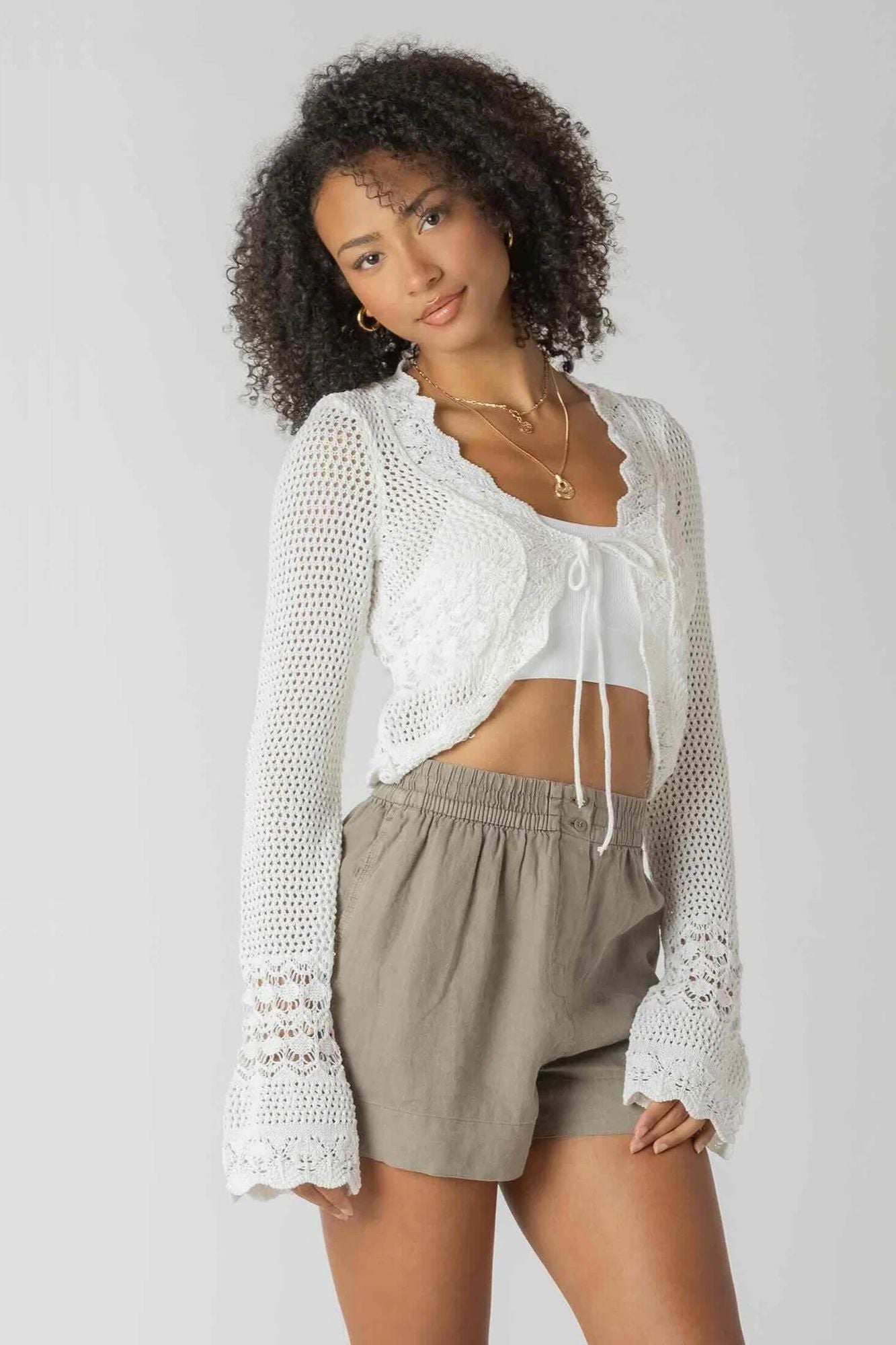 Tie Front Crochet Cardigan