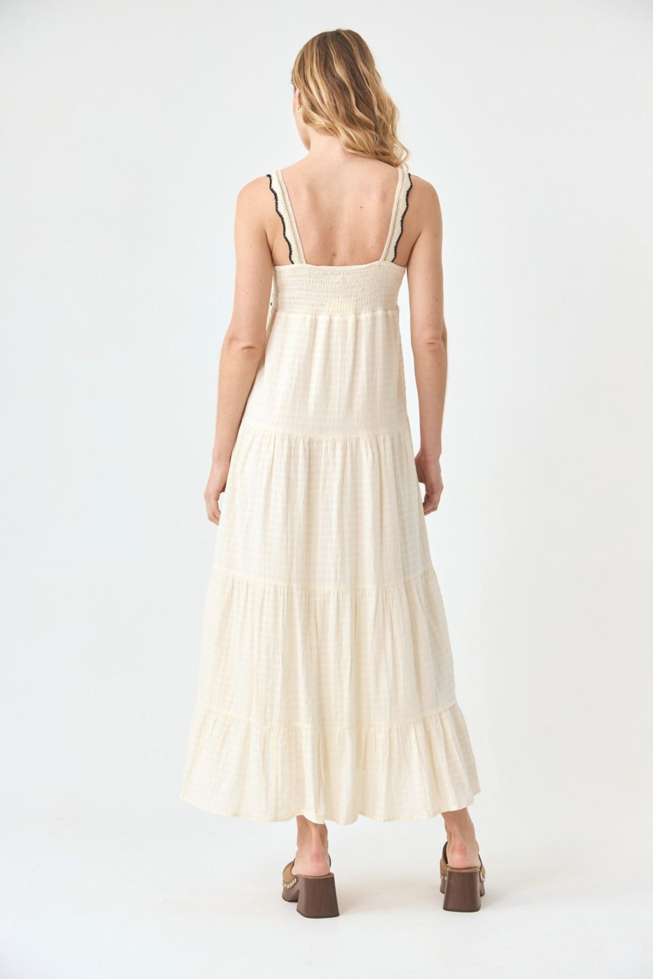 Long Cotton Dress With Lace Straps