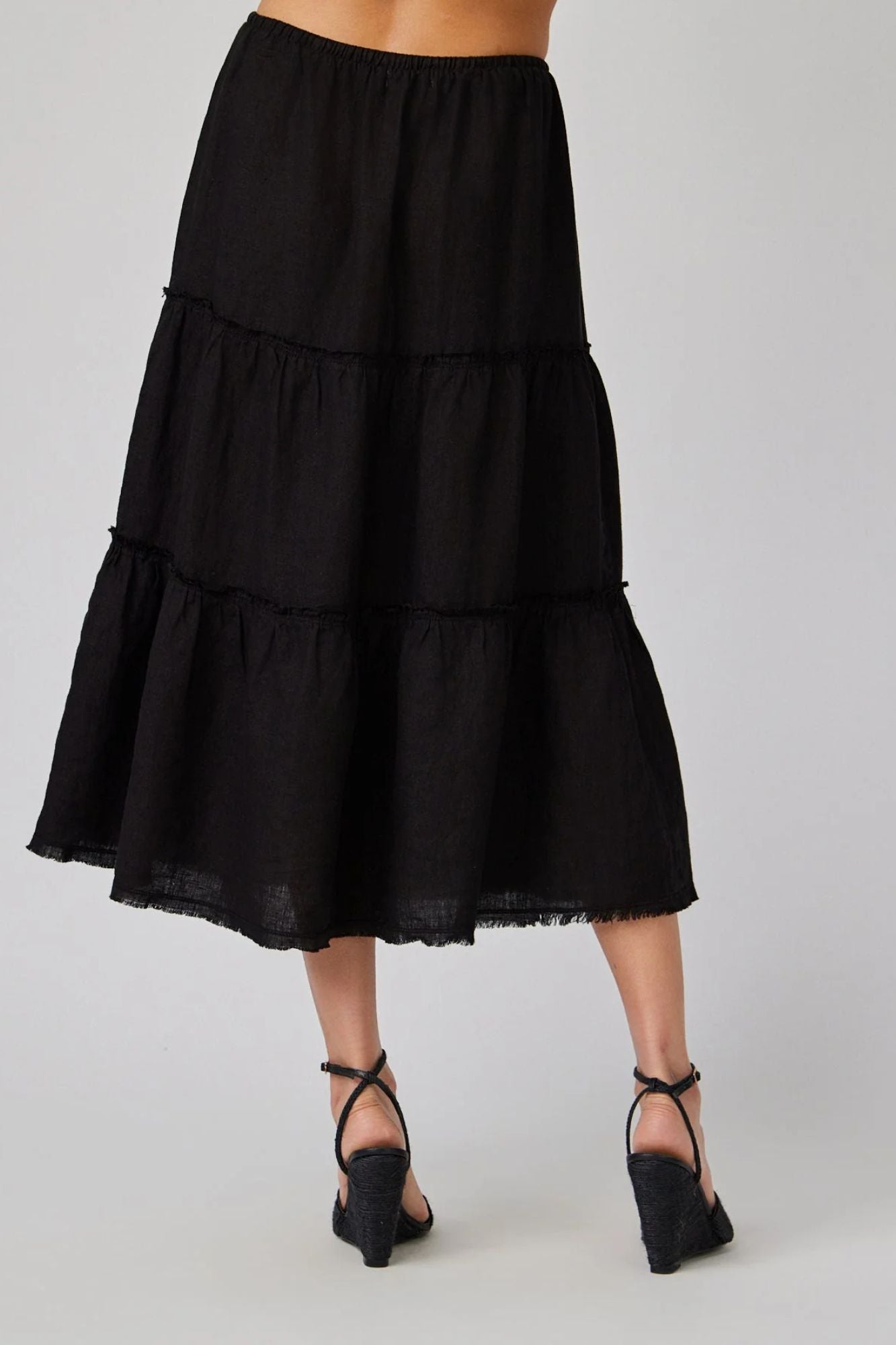 Frayed Tiered Skirt