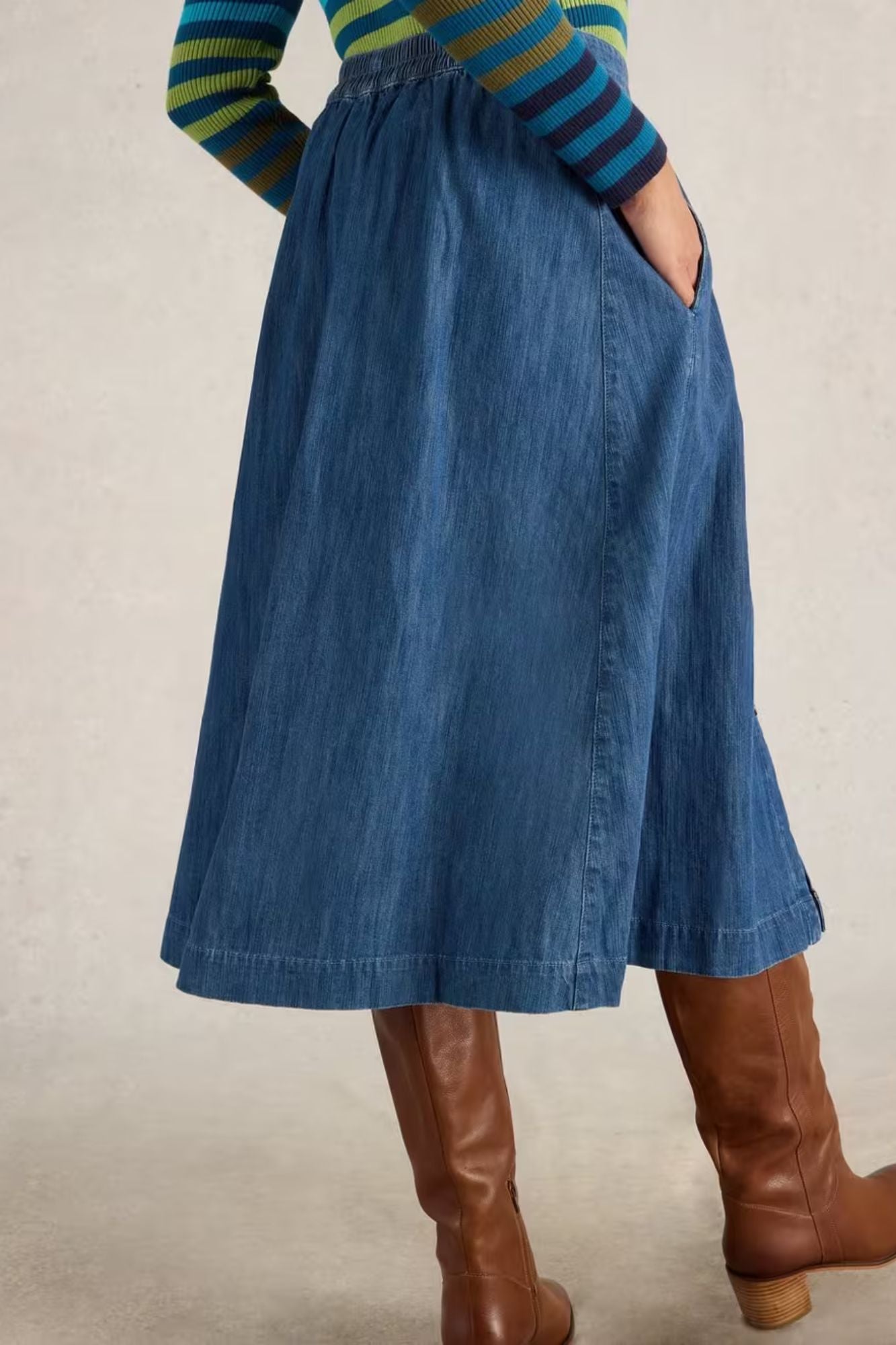 Heather Denim Midi Skirt