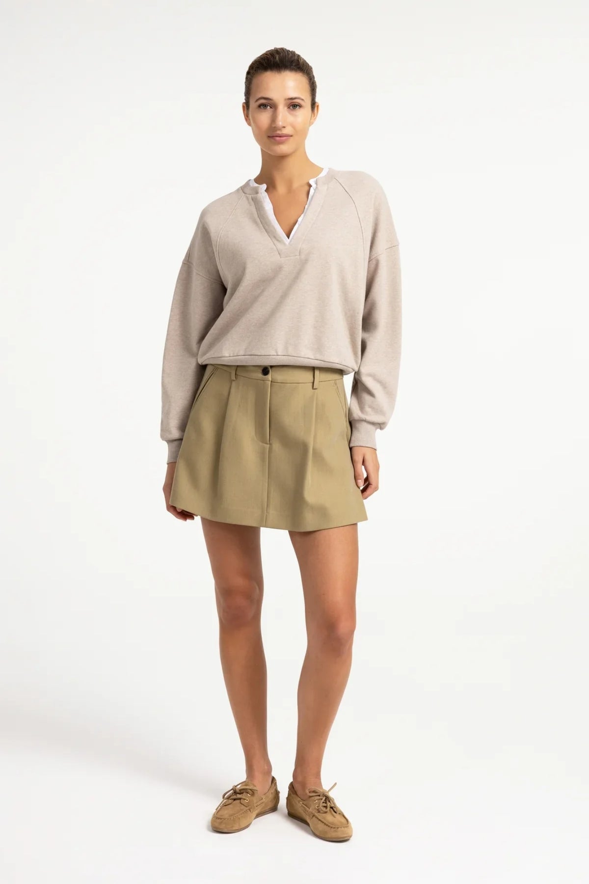 V-Neck Sweatshirt With Collar