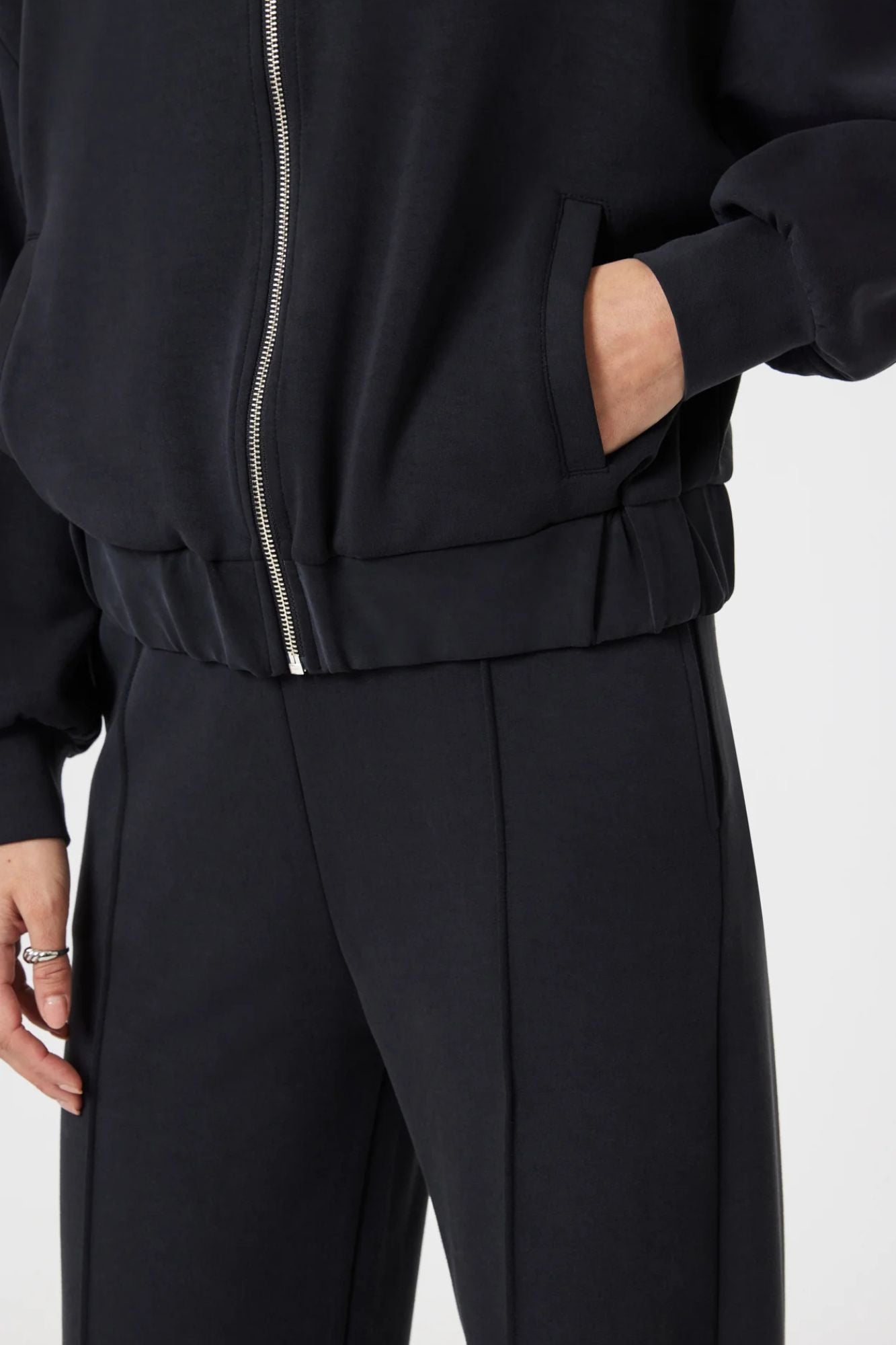 Sporty Luxe Tencel Full Zip Sweatshirt