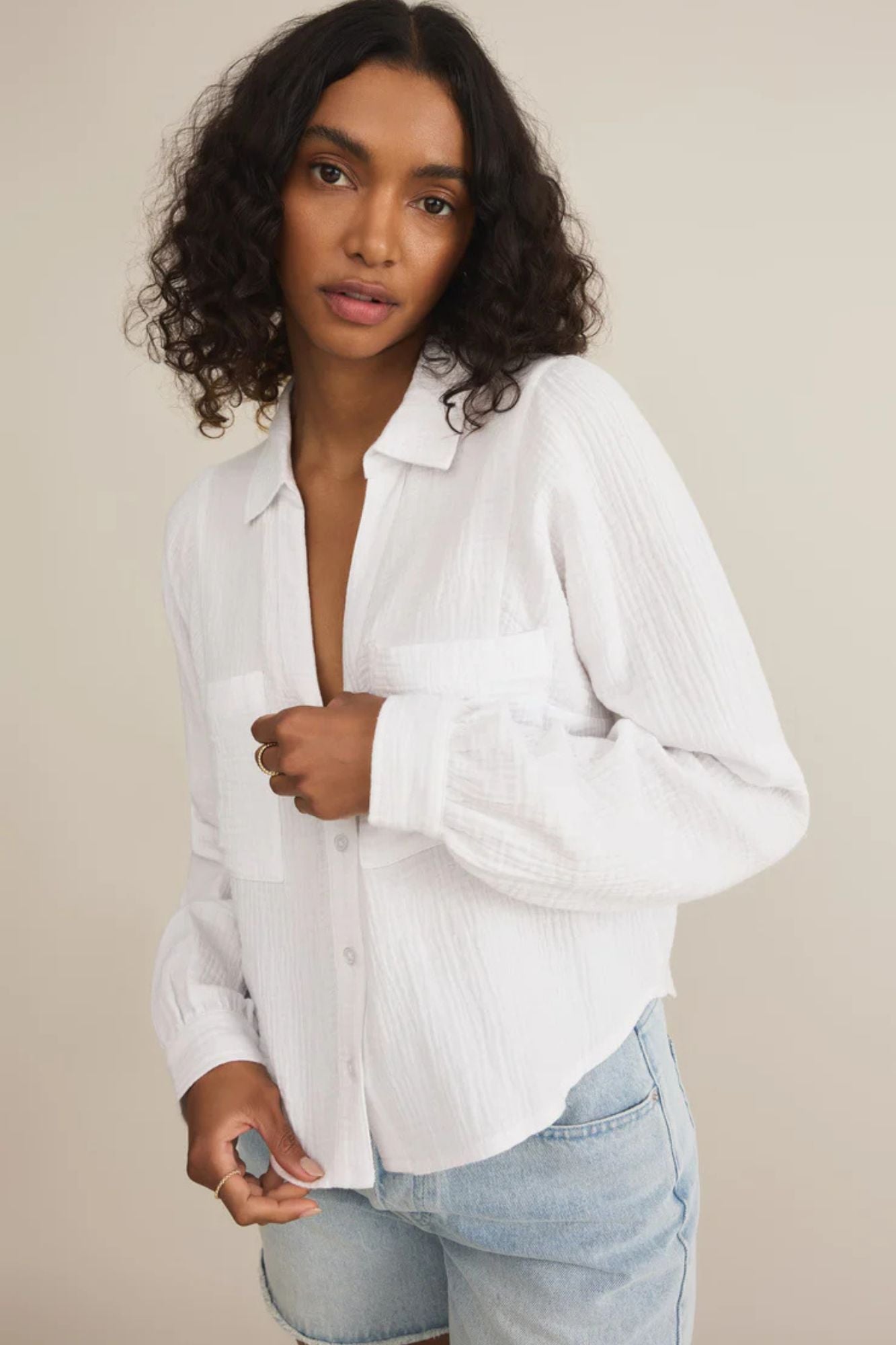 Campo Button Up Gauze Top