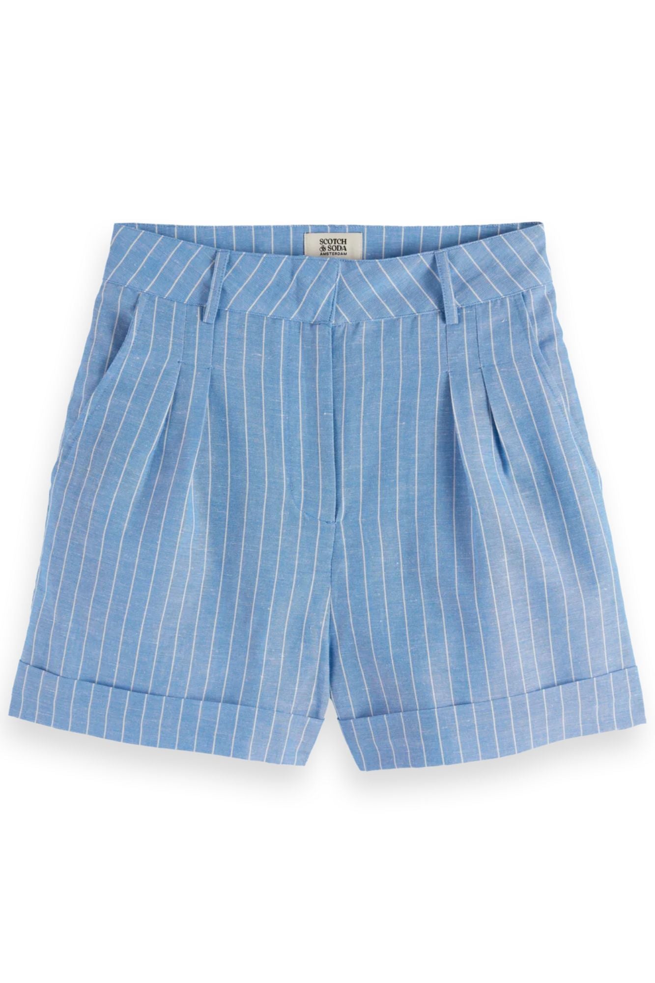 High Rise Linen Printed Shorts