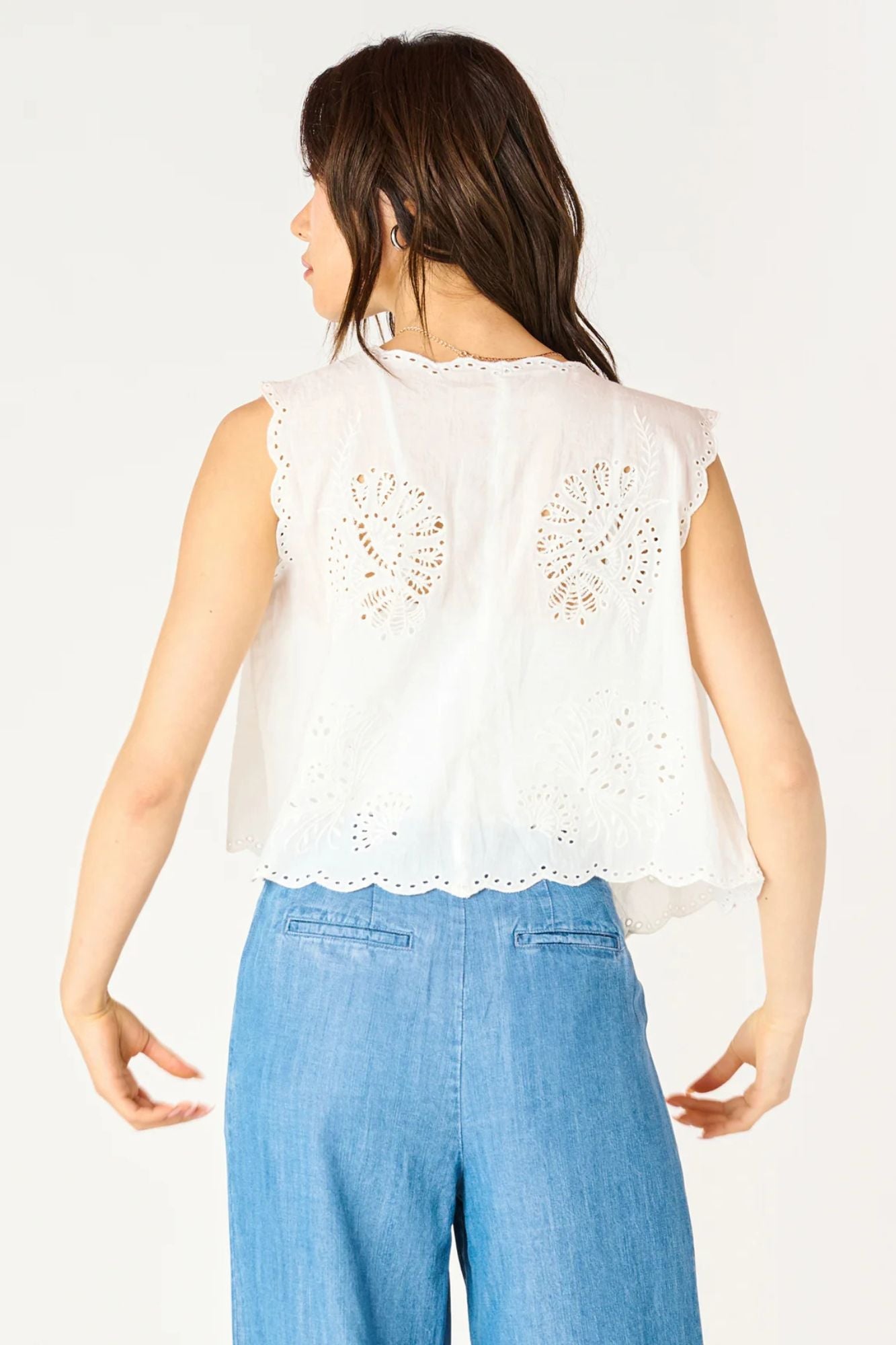 Tie Front Eyelet Top
