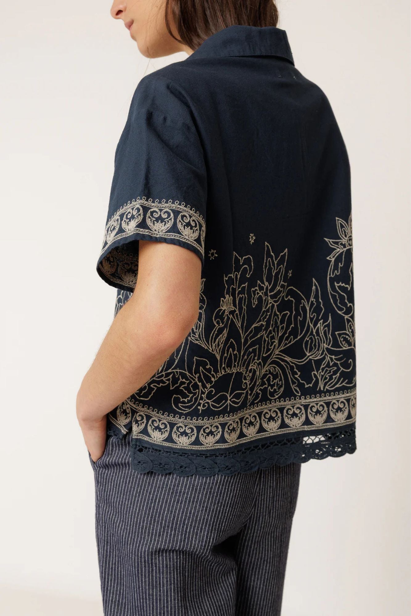 Shirt With Contrast Embroidery