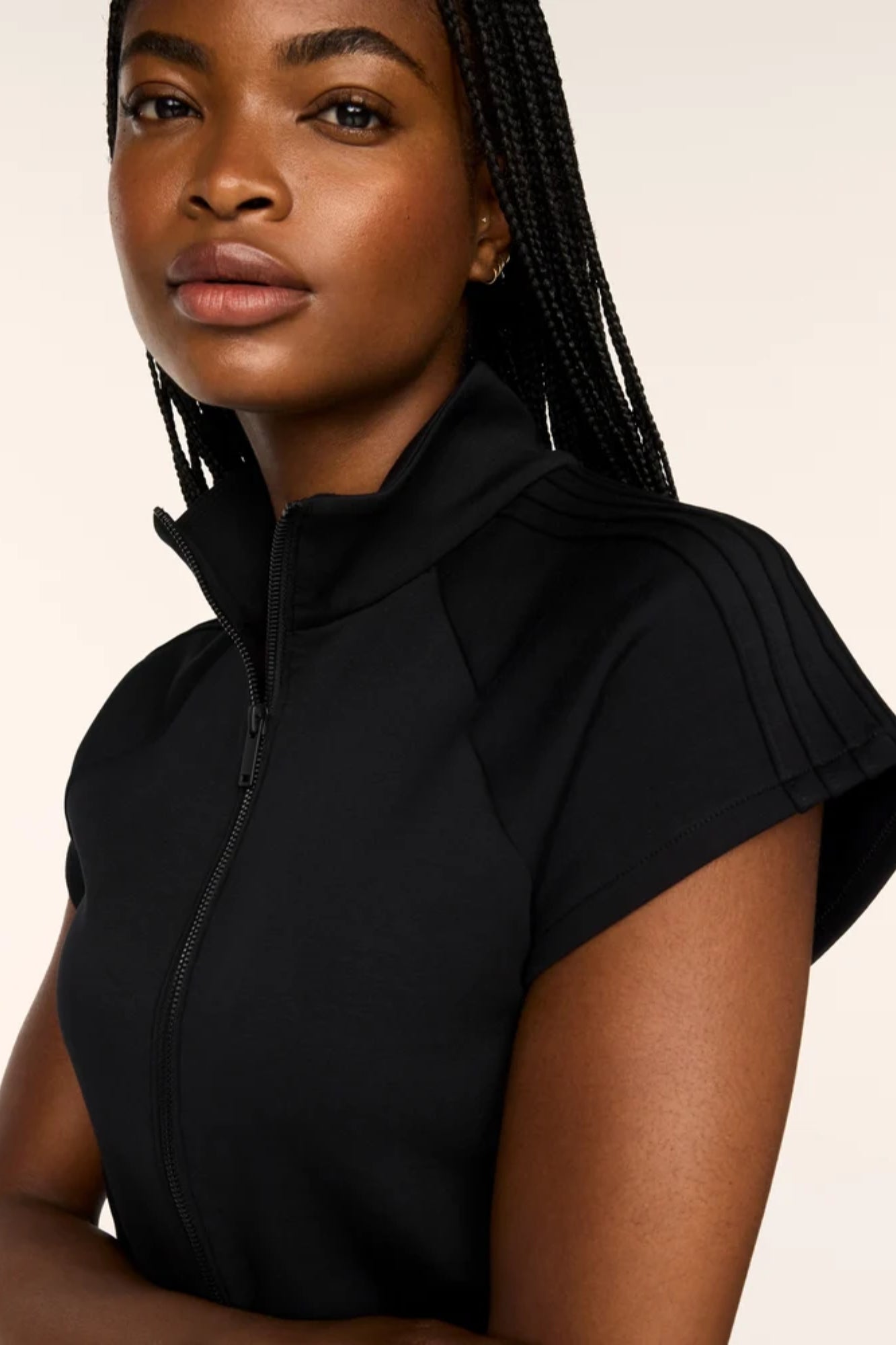 Pintuck Half Zip Jumpsuit