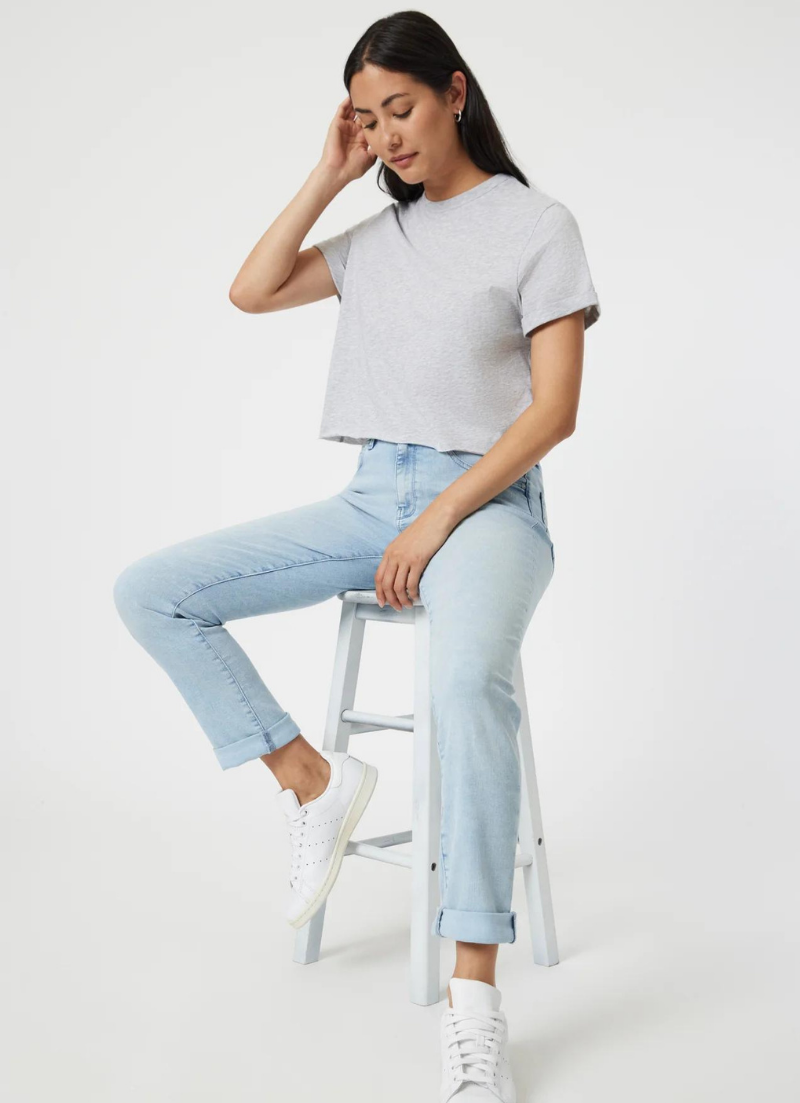 Kathleen Slim Boyfriend | Bleach Feather Blue