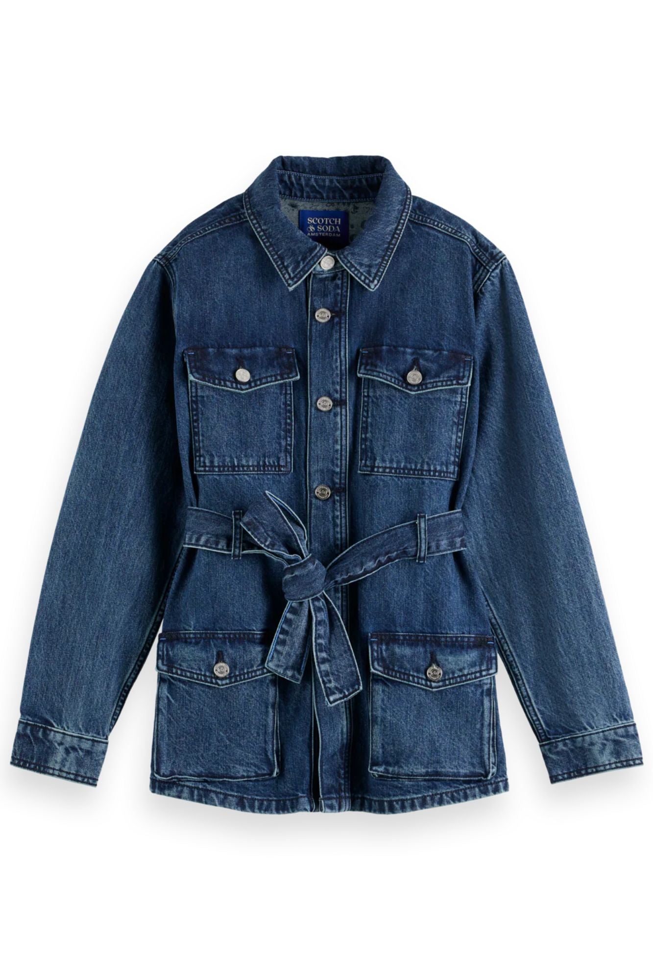 Worked Out Belted Denim Jacket