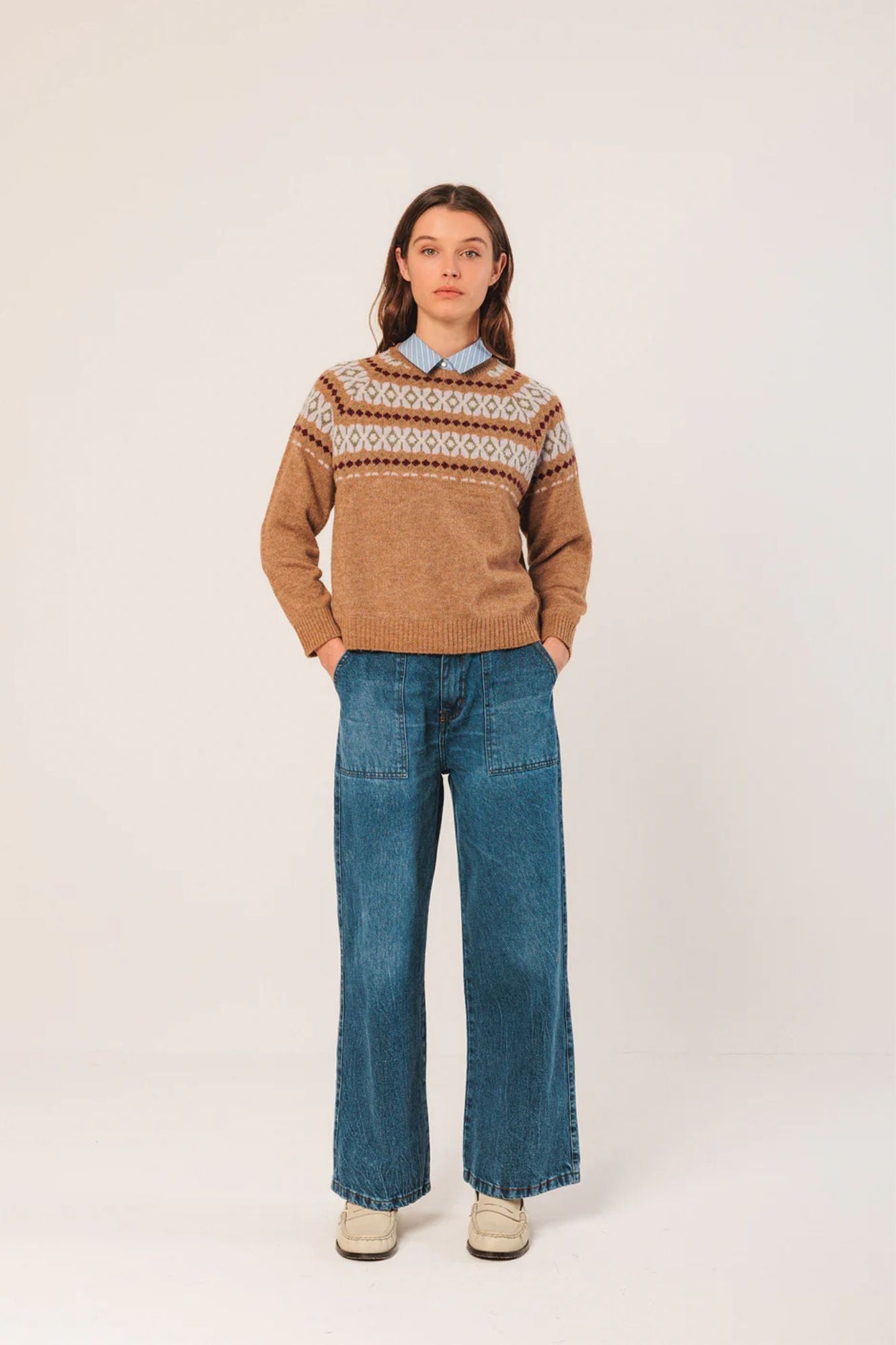 Jacquard Border Sweater