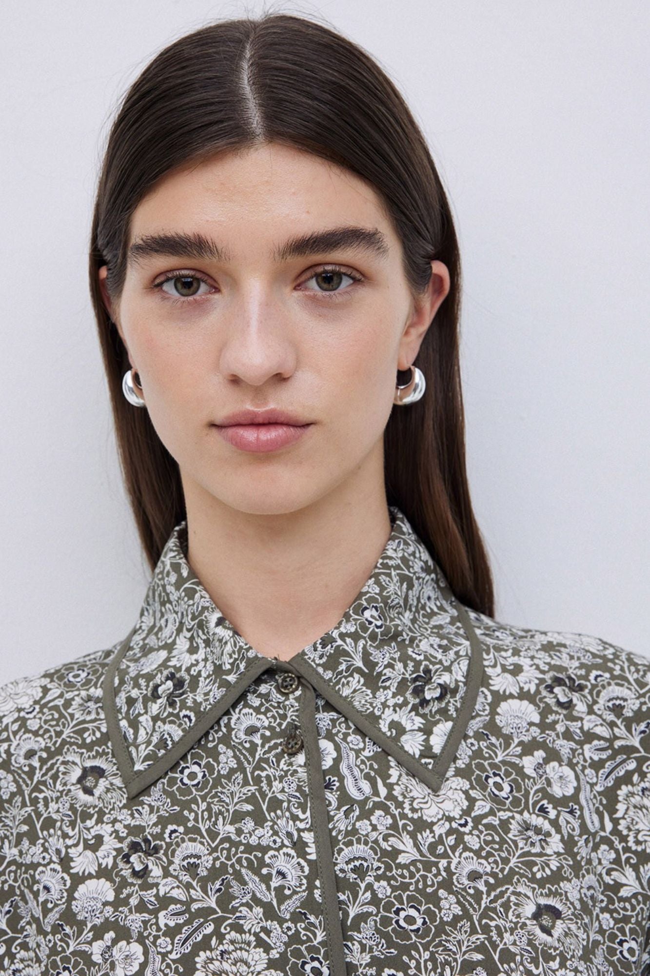 Khaki Floral Flowy Shirt