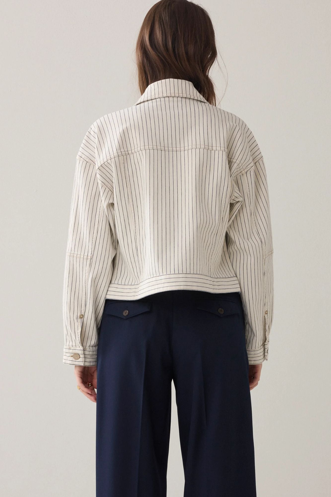 Denim Jacket with Herringbone Stripe