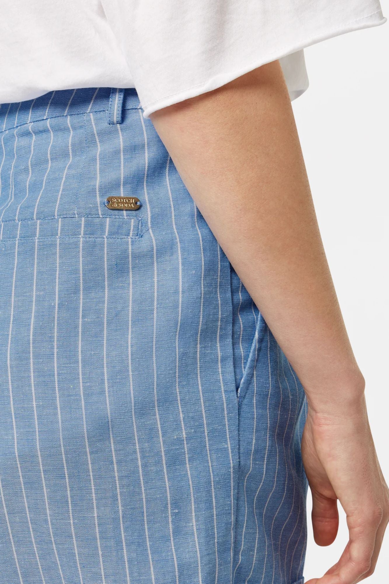 High Rise Linen Printed Shorts