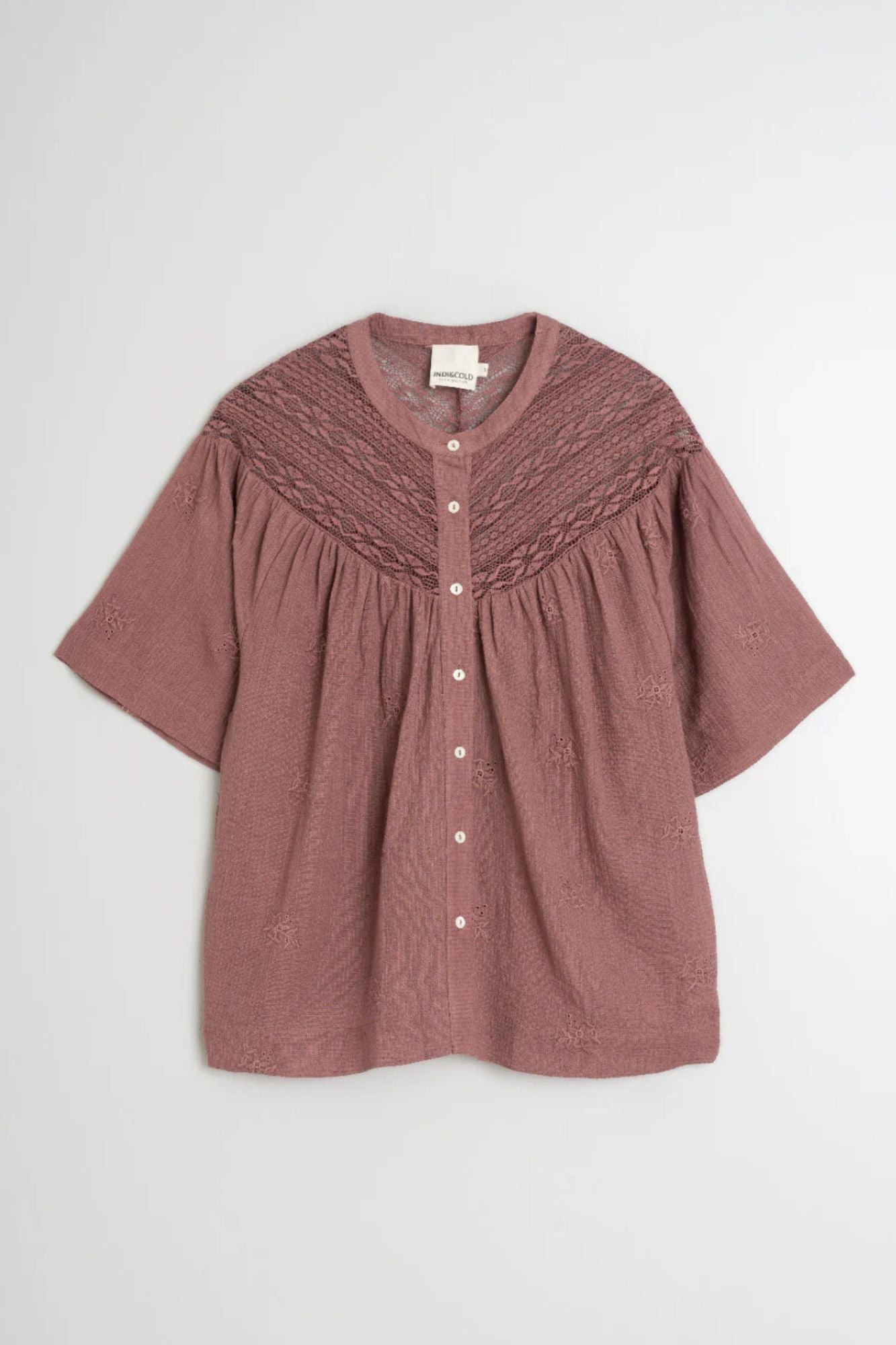 Lace Inset Yoked Blouse