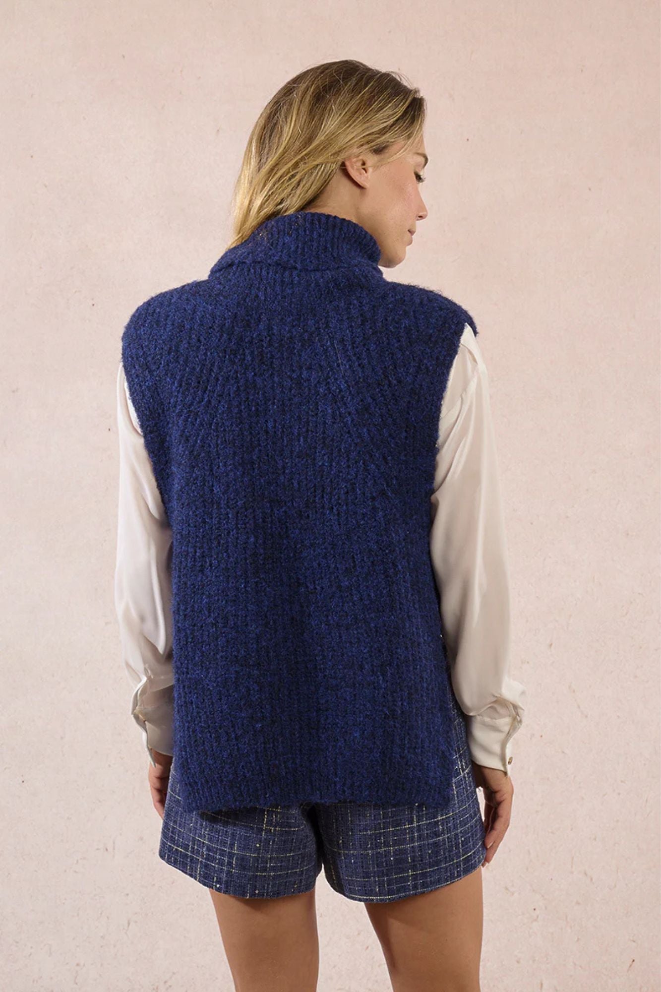 Marine Sleeveless Turtleneck