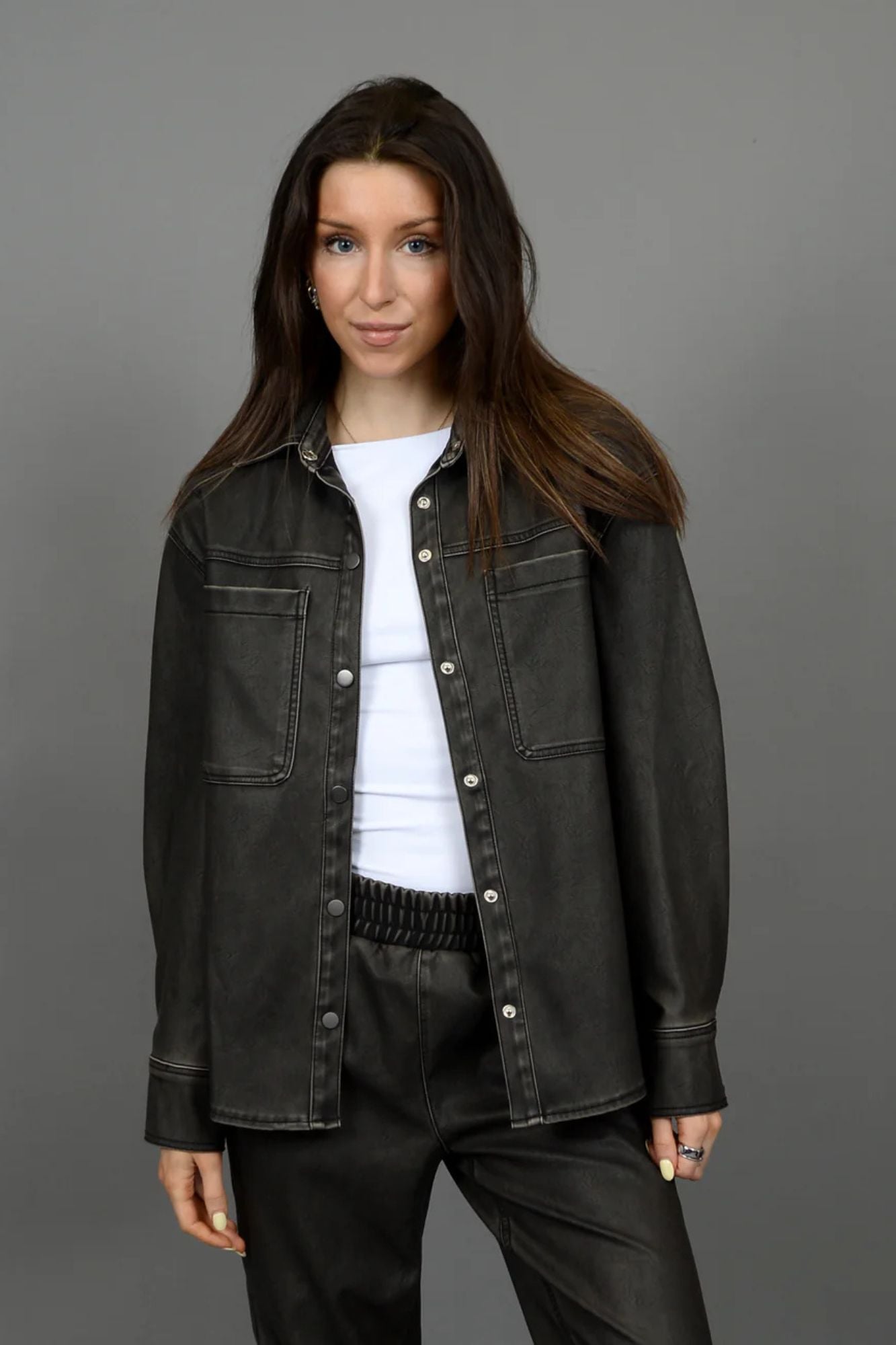 Aliska Faux Leather Shirt