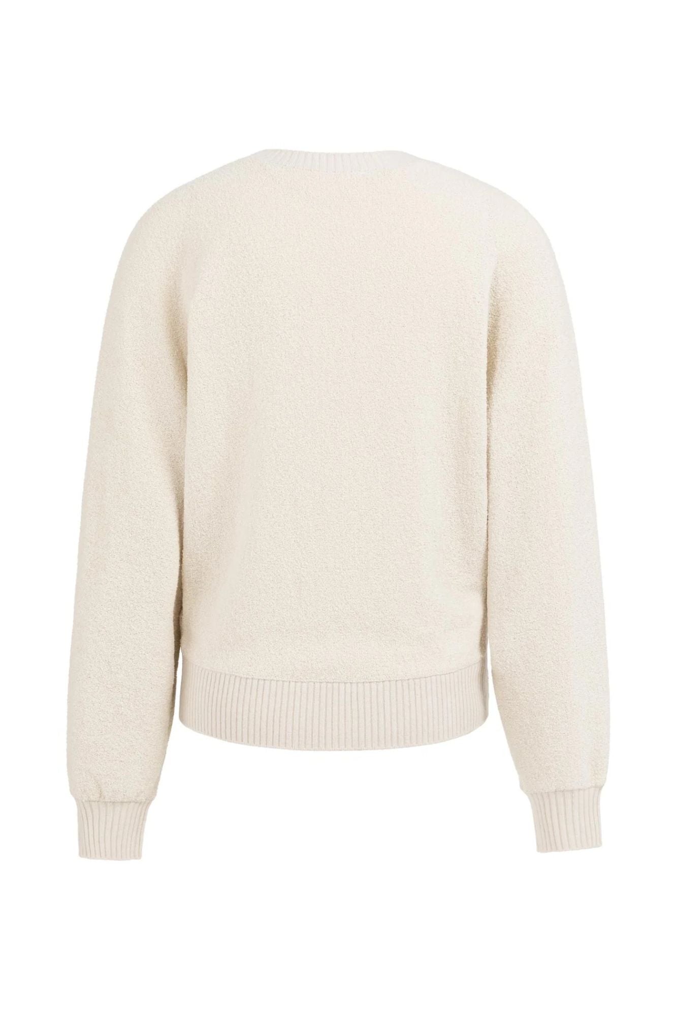 Bouclé Sweater with Batwing Sleeves and Ribbed Trims